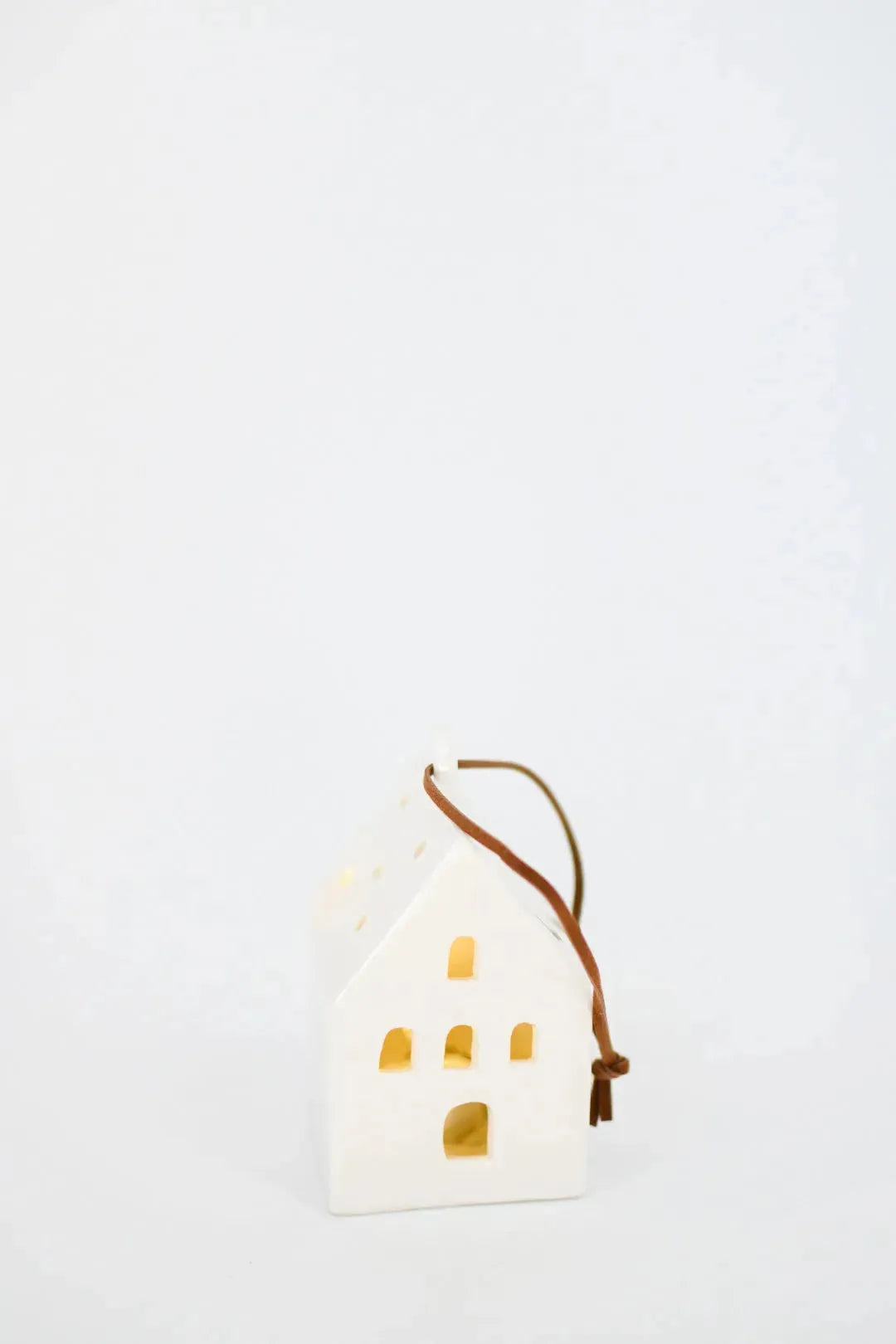 White Ceramic LED House Ornament, 4 Styles - Maple Village Lane