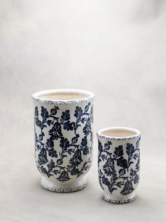 Blue Floral Ceramic Vase