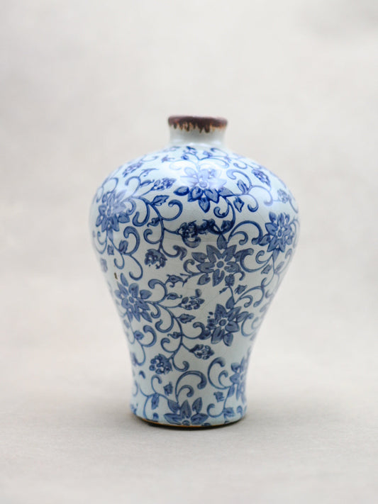 Blue Floral Vintage Style Vase