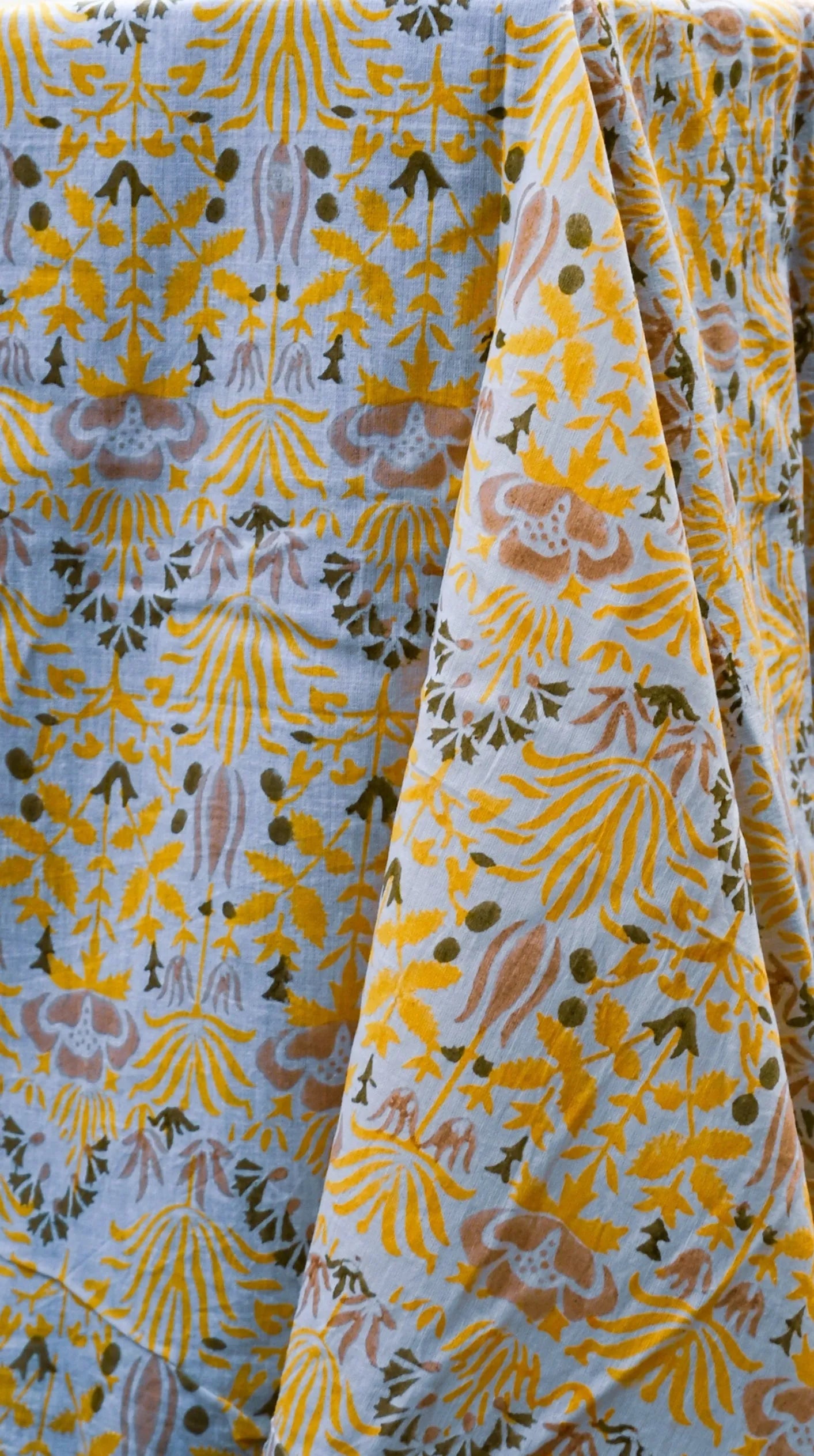 Shop Citrine Floral Block Print Tablecloth Online