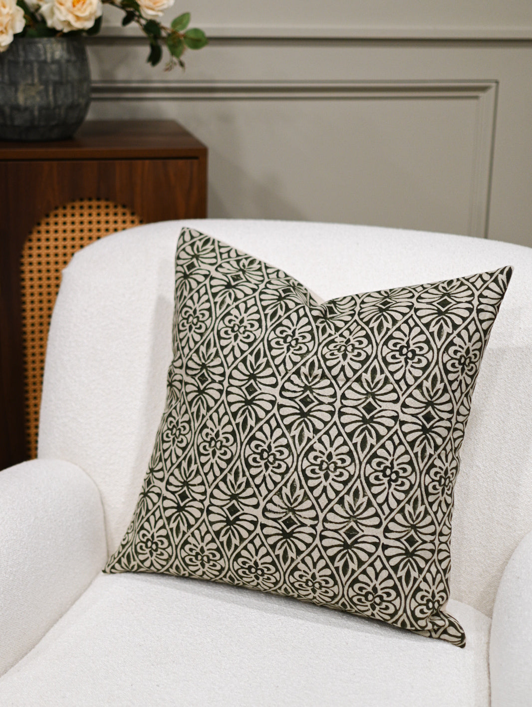 Flint Block Print Pillow Cover