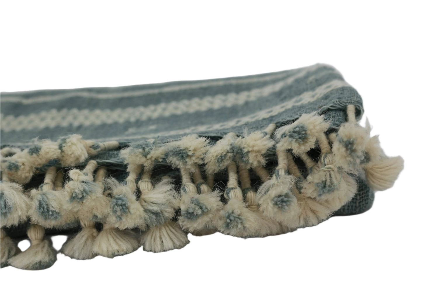 Handwoven Vintage Bhujodi Throw - Washed Blue - 40" X 90" - Maple Village Lane