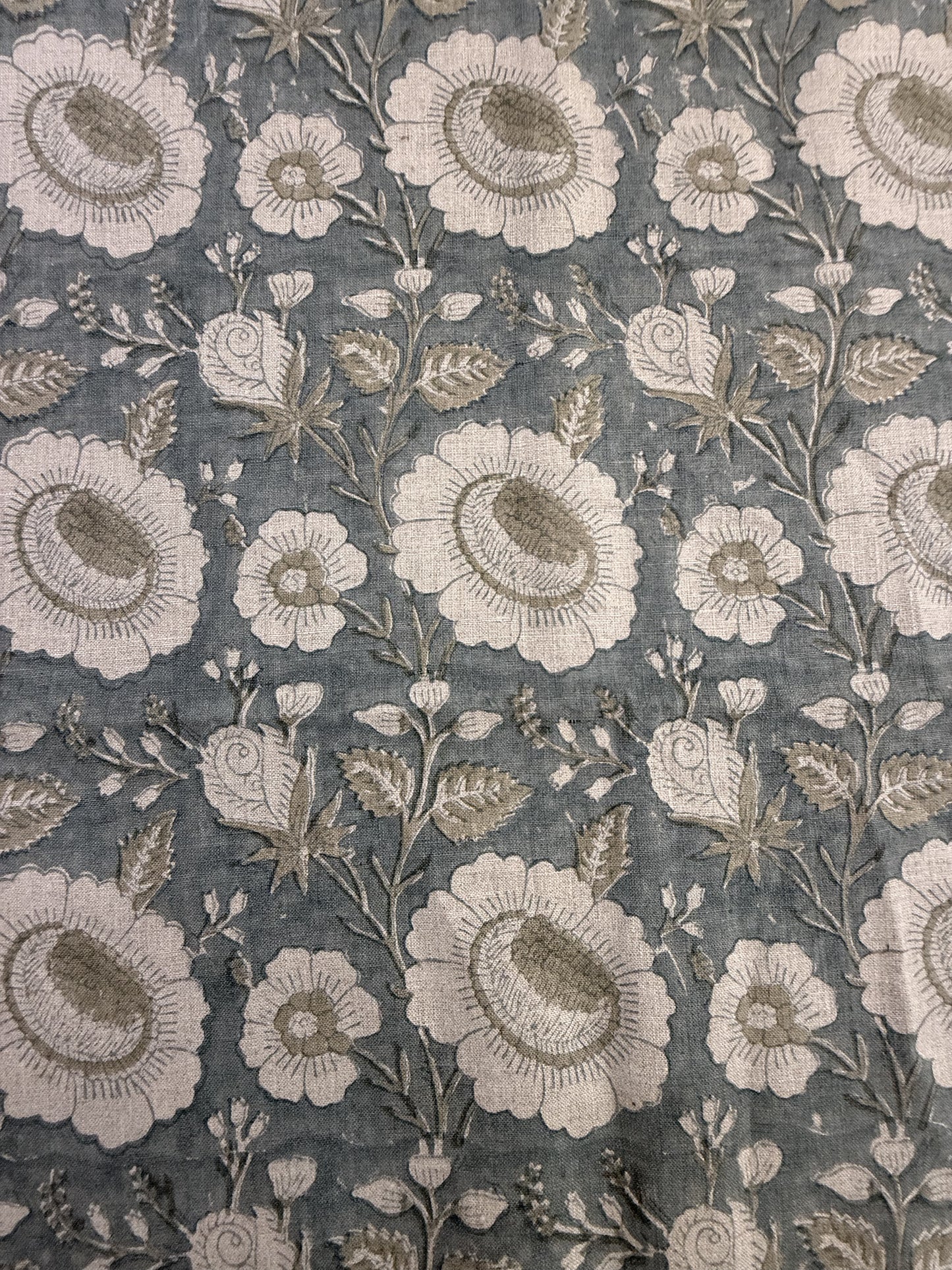 Block Print Handloom Linen Fabric Upholstery Fabric, Pillow Cover Fabric, Curtains ,Craft Use Fabric
