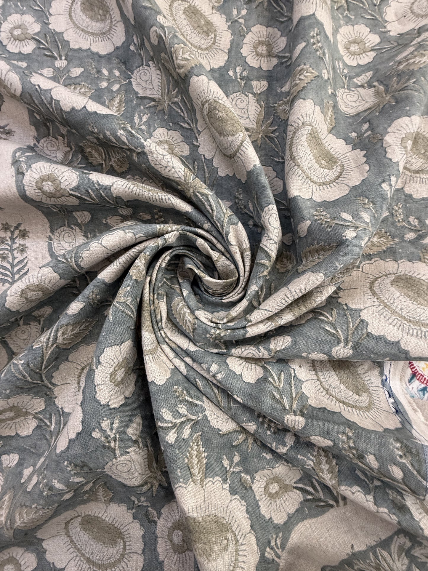 Block Print Handloom Linen Fabric Upholstery Fabric, Pillow Cover Fabric, Curtains ,Craft Use Fabric