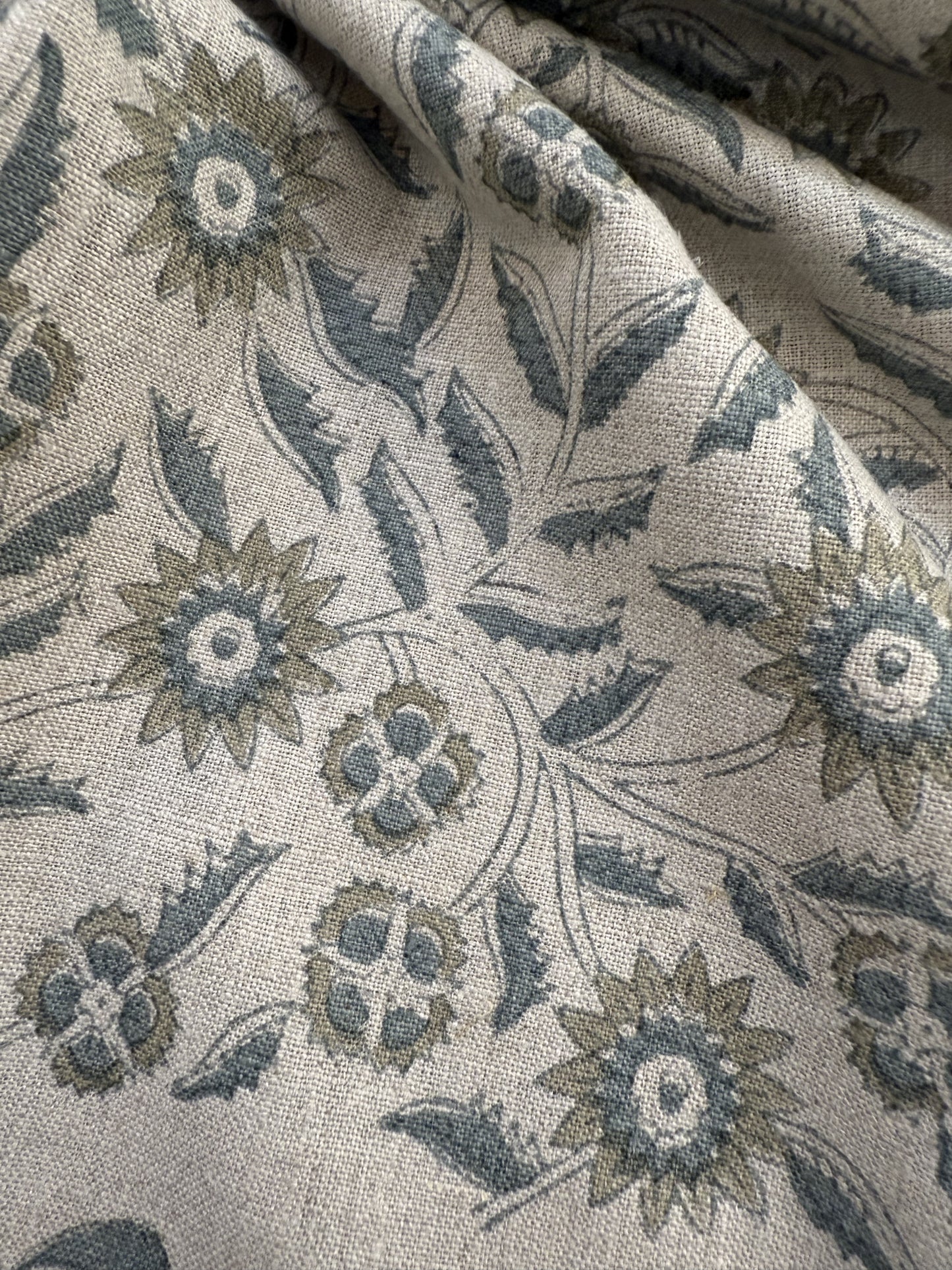Block Print Handloom Linen Fabric Upholstery Fabric, Pillow Cover Fabric, Curtains ,Craft Use Fabric