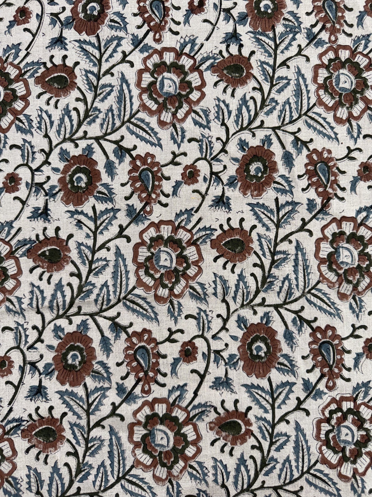 Block Print Handloom Linen Fabric Upholstery Fabric, Pillow Cover Fabric, Curtains ,Craft Use Fabric