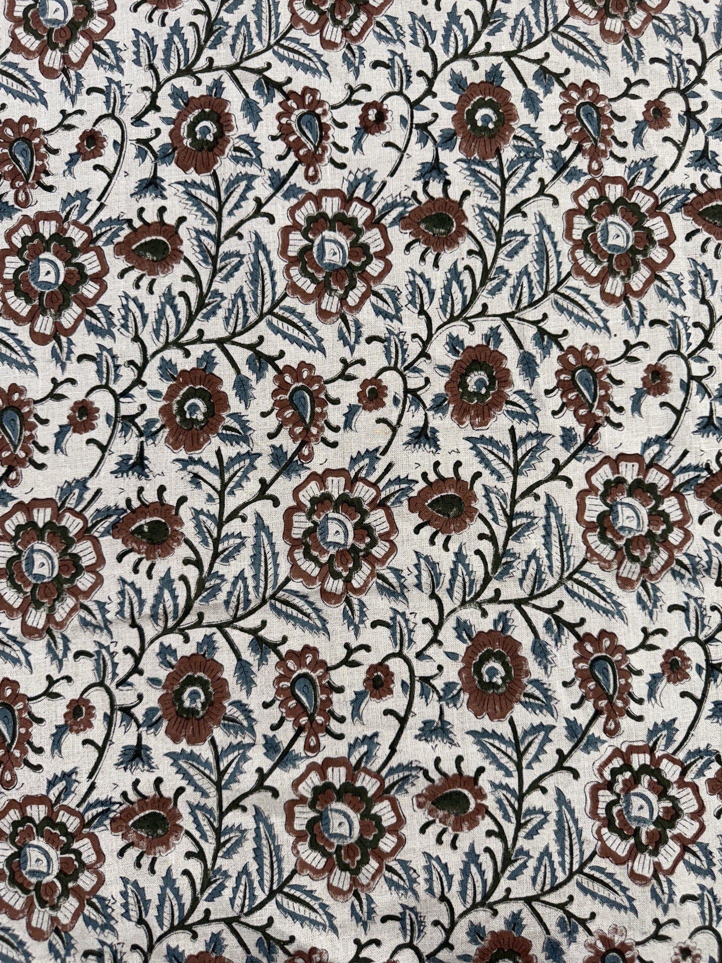 Block Print Handloom Linen Fabric Upholstery Fabric, Pillow Cover Fabric, Curtains ,Craft Use Fabric