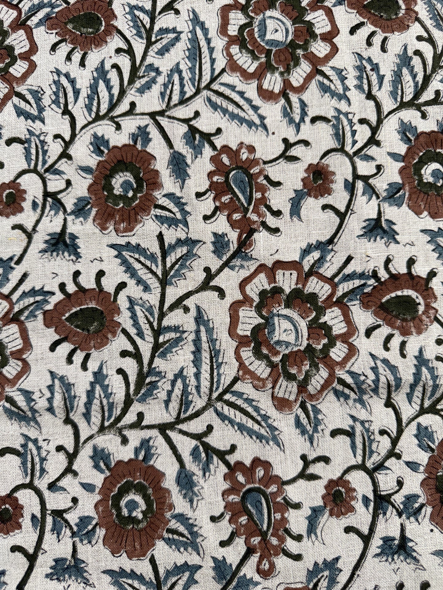 Block Print Handloom Linen Fabric Upholstery Fabric, Pillow Cover Fabric, Curtains ,Craft Use Fabric