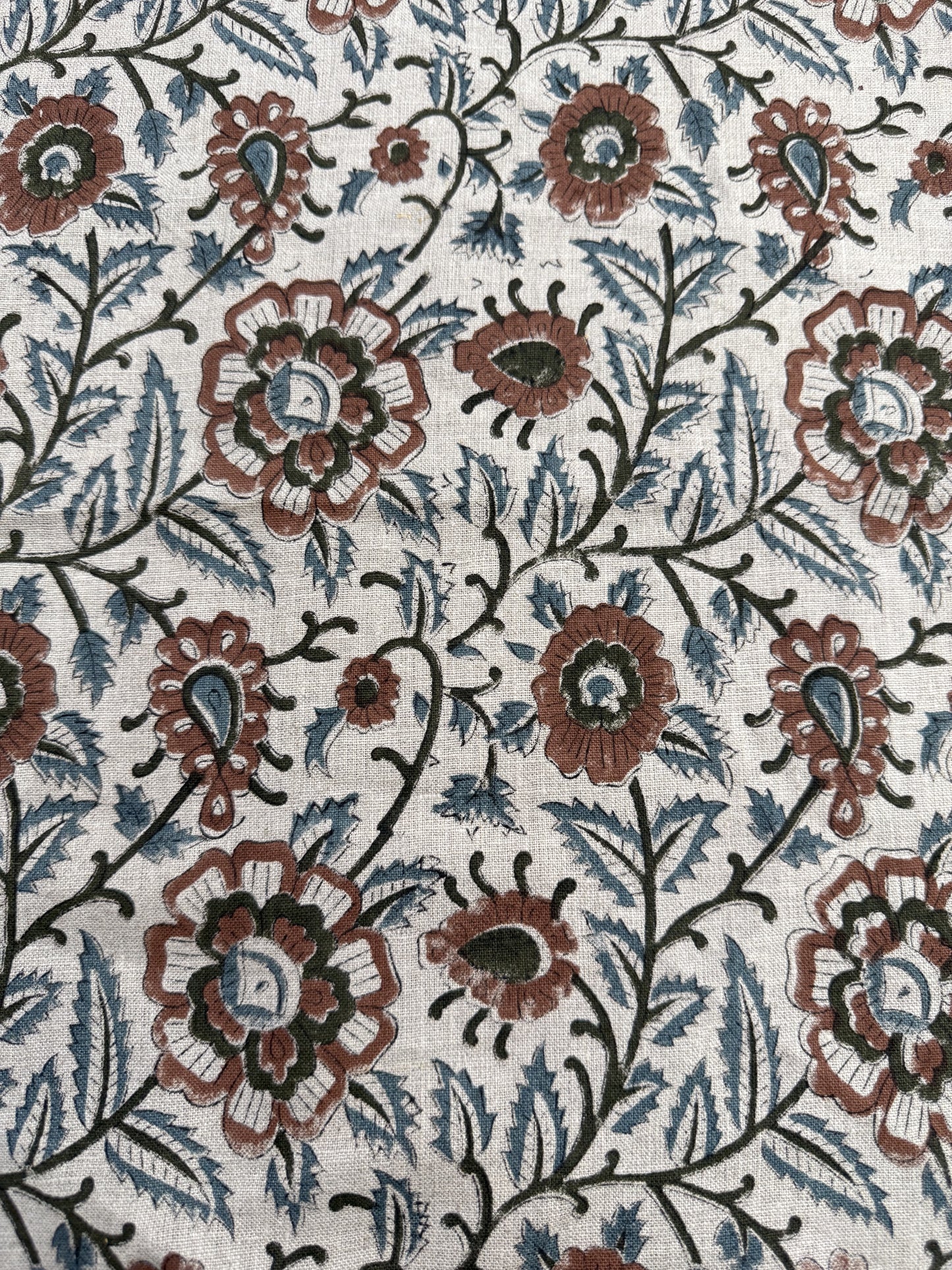Block Print Handloom Linen Fabric Upholstery Fabric, Pillow Cover Fabric, Curtains ,Craft Use Fabric