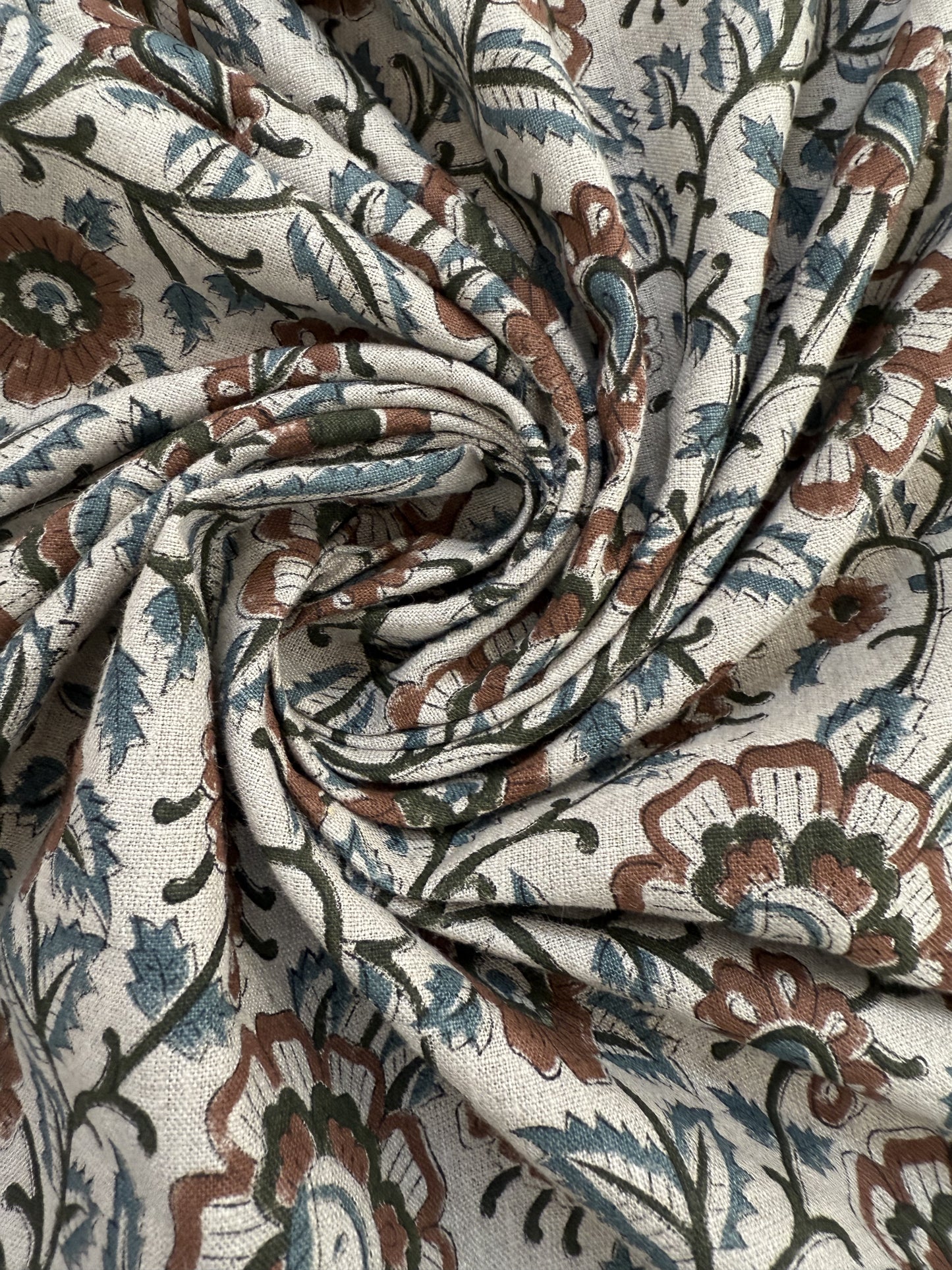 Block Print Handloom Linen Fabric Upholstery Fabric, Pillow Cover Fabric, Curtains ,Craft Use Fabric