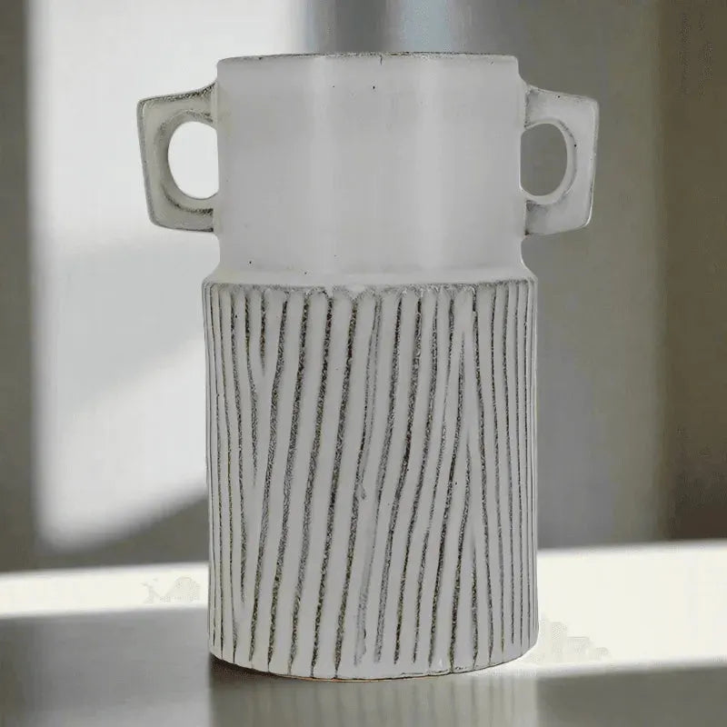 Glazed Striped Vase - Maple Village Lane