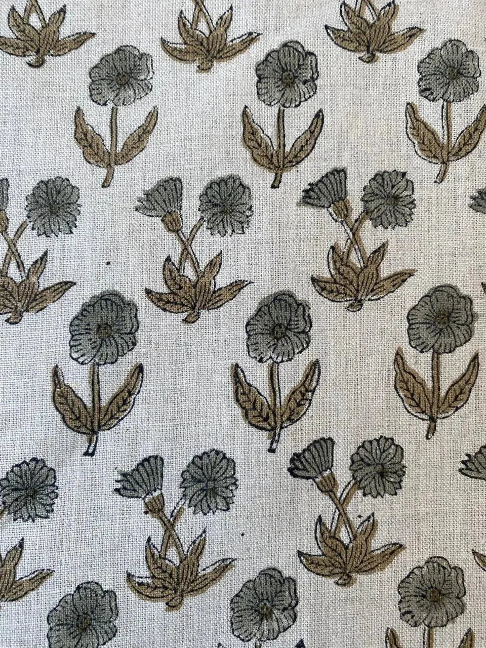58" inches Hand Block Printed Linen Fabric , Home Decor Best Linen Fabric for decor, pillows ,upholstery, curtain - Maple Village Lane