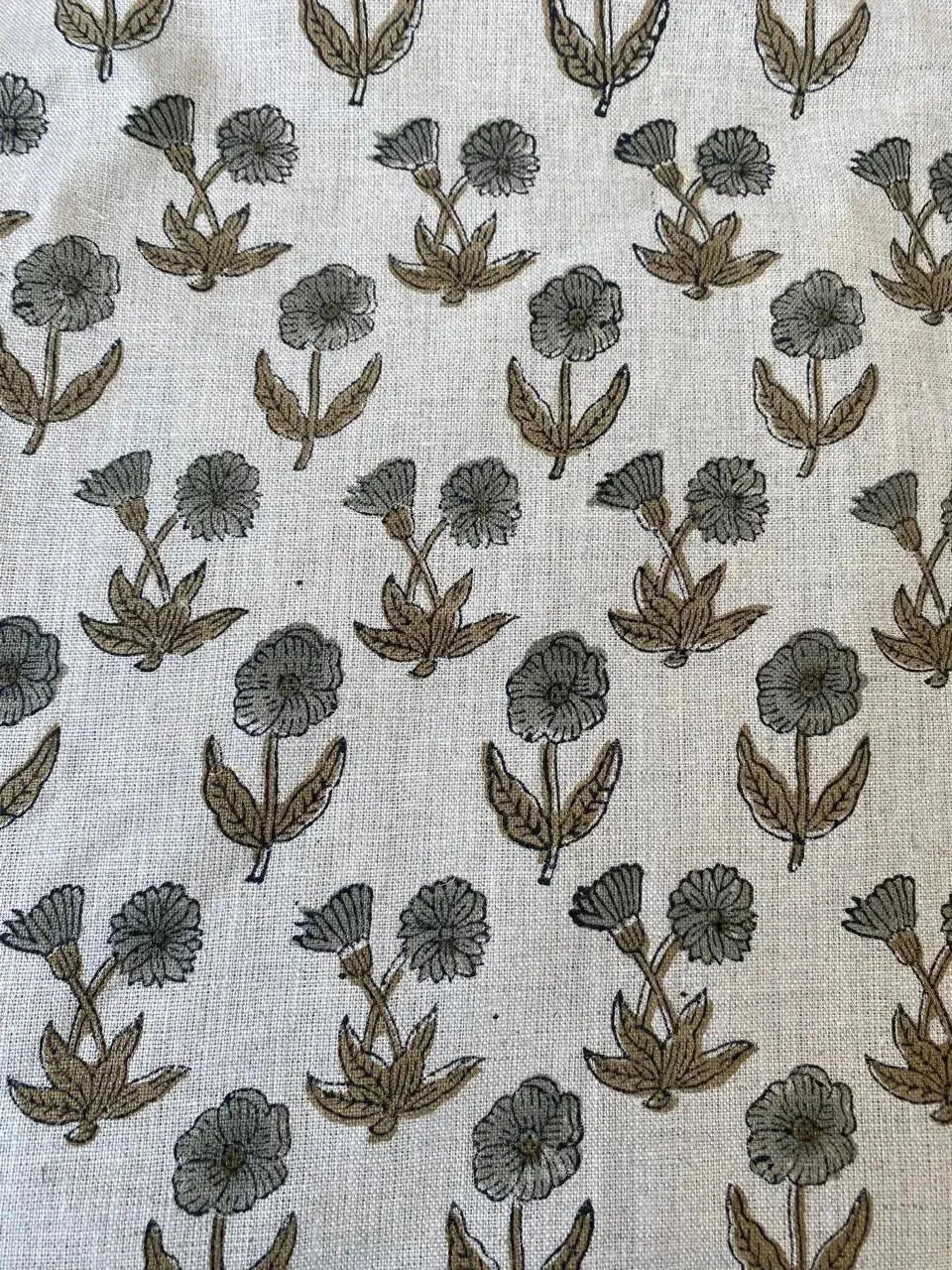 58" inches Hand Block Printed Linen Fabric , Home Decor Best Linen Fabric for decor, pillows ,upholstery, curtain - Maple Village Lane