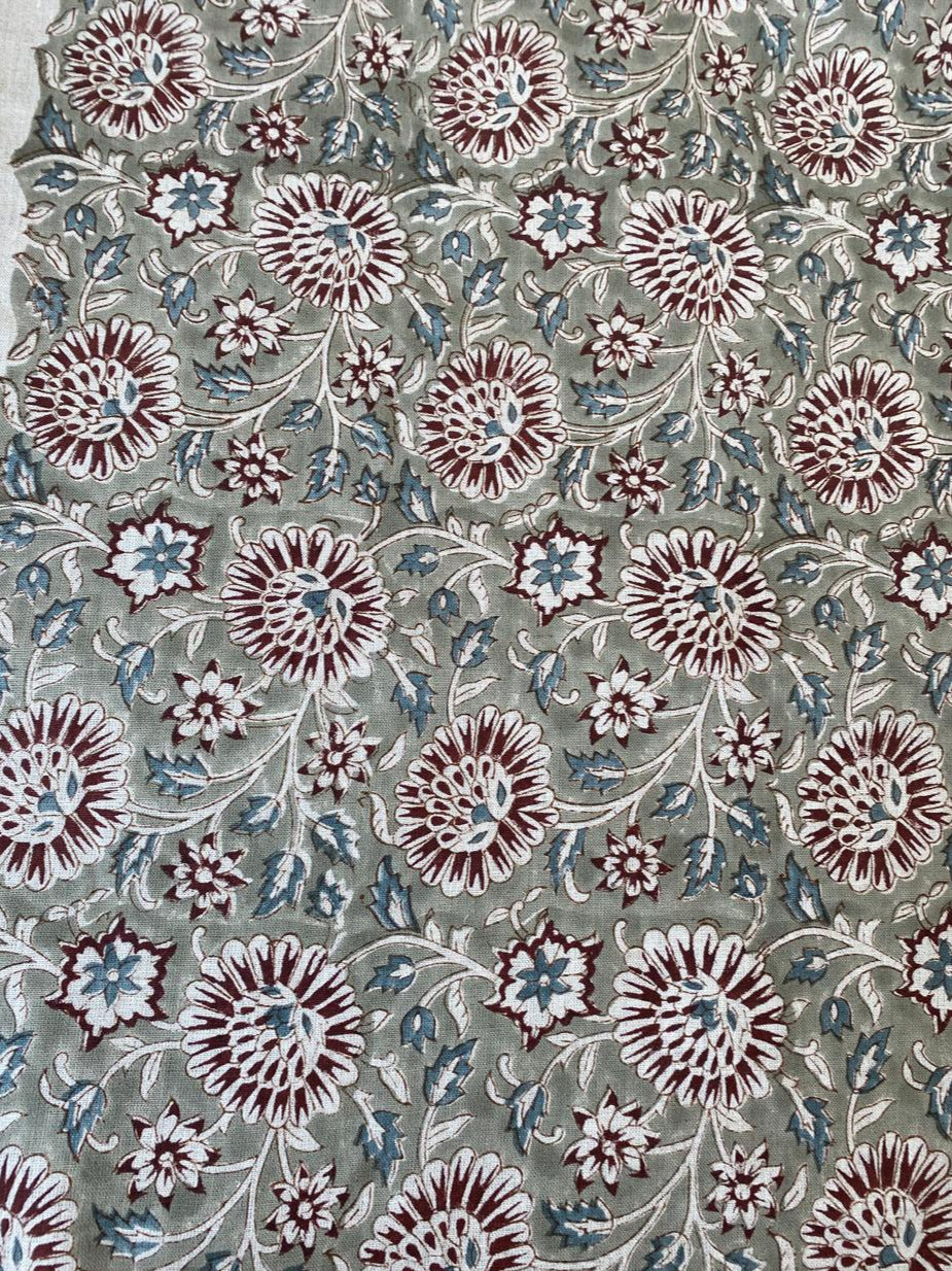 Julie Block Print Handloom Linen Upholstery Fabric