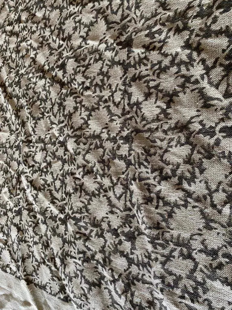 Block Print Handloom Linen Fabric Heavy Linen Fabric Natural Linen Fabric - Maple Village Lane