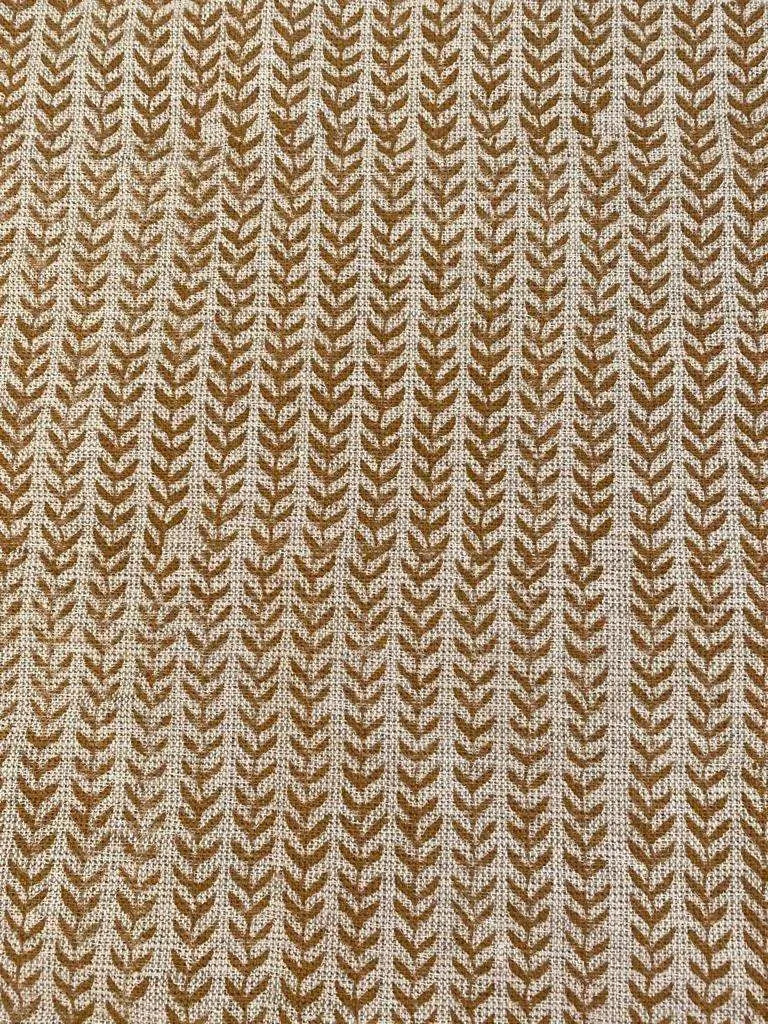 Block Print Handloom Linen Fabric Linen Fabric Flower tan colour ,hoem Decor - Maple Village Lane