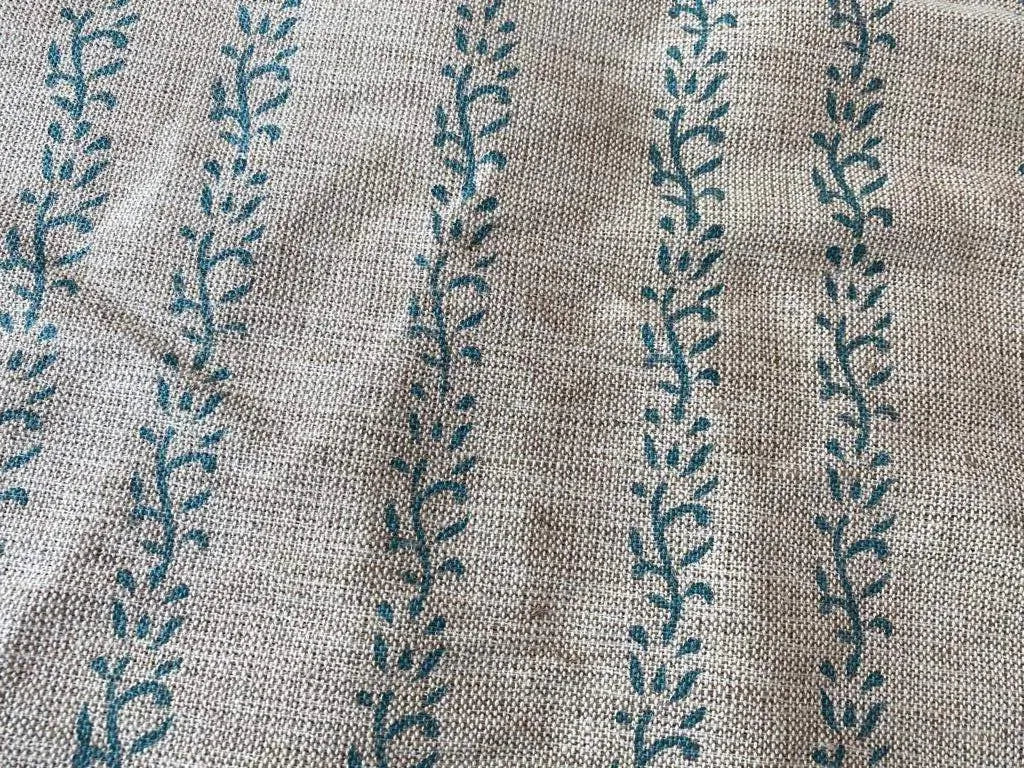 Veera Block Print Handloom Heavy Linen Fabric for Upholstery - Maple Village Lane