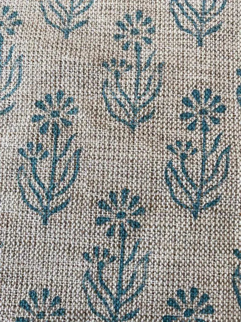 Thea Block Print Handloom Heavy Linen Fabric for Upholstery and more - Maple Village Lane