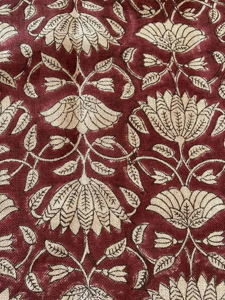 Tulip Flower Block Print Upholstery Fabric - Maple Village Lane
