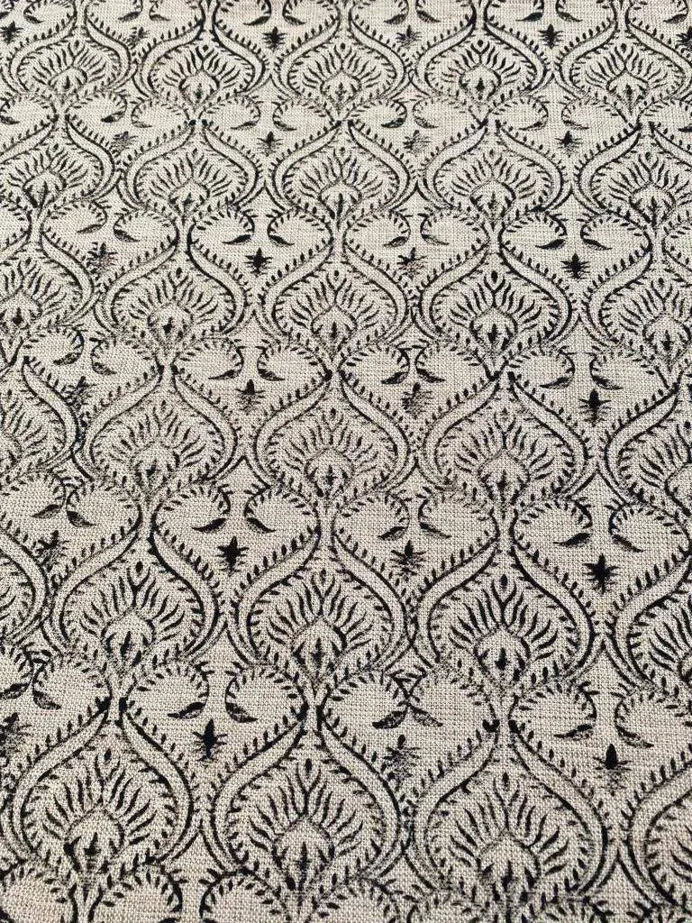 Heavy linen fabric designer Indian hand block print heavy fabric pillowcases thick linen upholstery block printing art table cover,Curtains - Maple Village Lane