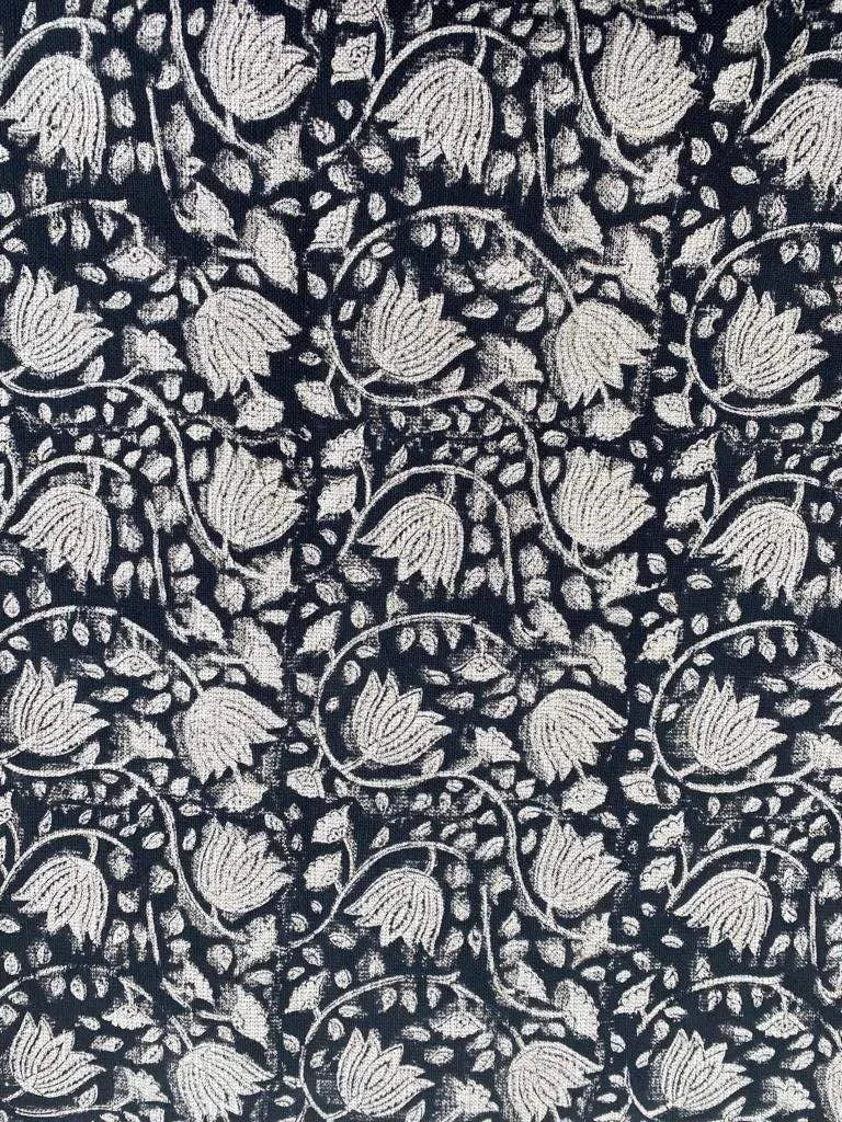 Linen fabric, Fabric by yard, Hand printed fabric, Block Print Fabric, Indian Fabric
