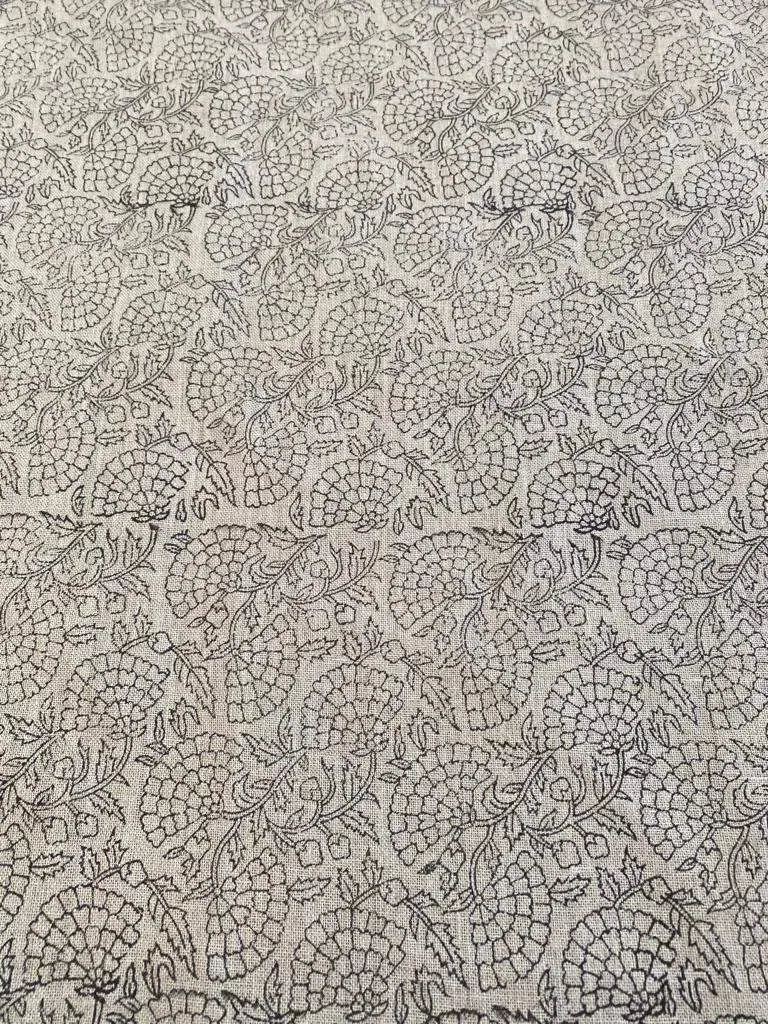 Flower Heavy linen fabric designer Indian hand block print heavy fabric pillowcases thick linen upholstery block printing art table - Maple Village Lane