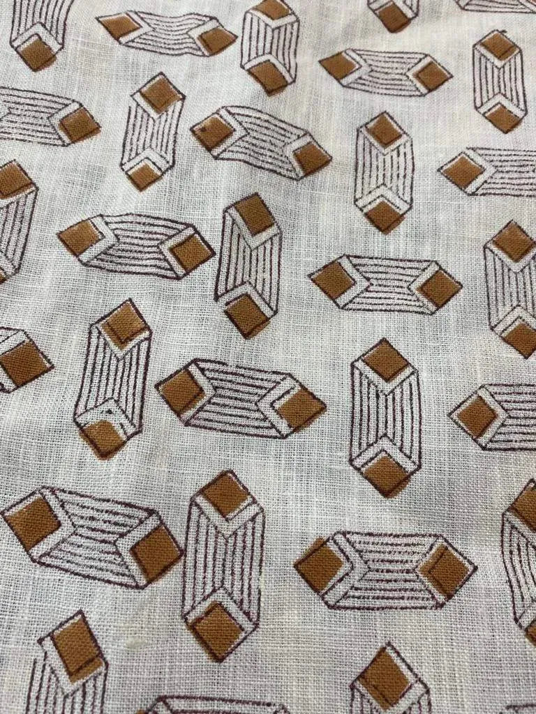 Papier Print Flower Heavy linen fabric designer Indian hand block print heavy fabric pillowcases thick linen upholstery block printing art - Maple Village Lane