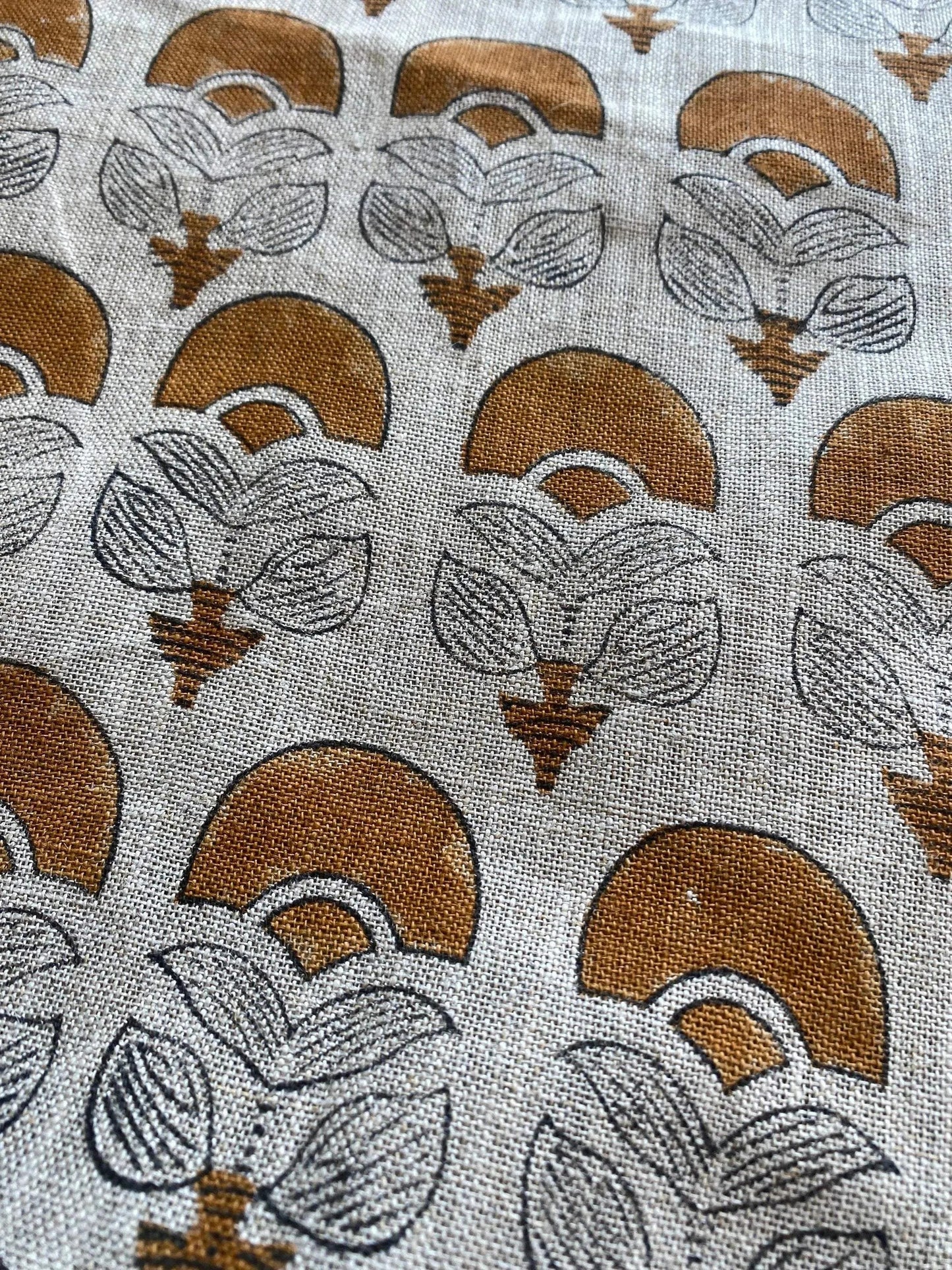 58" inches Wide Block Print Handloom Linen Fabric Upholstery Fabric, Pillow Cover Fabric, Curtains ,Craft Use Fabric, Home Decor fabric, - Maple Village Lane
