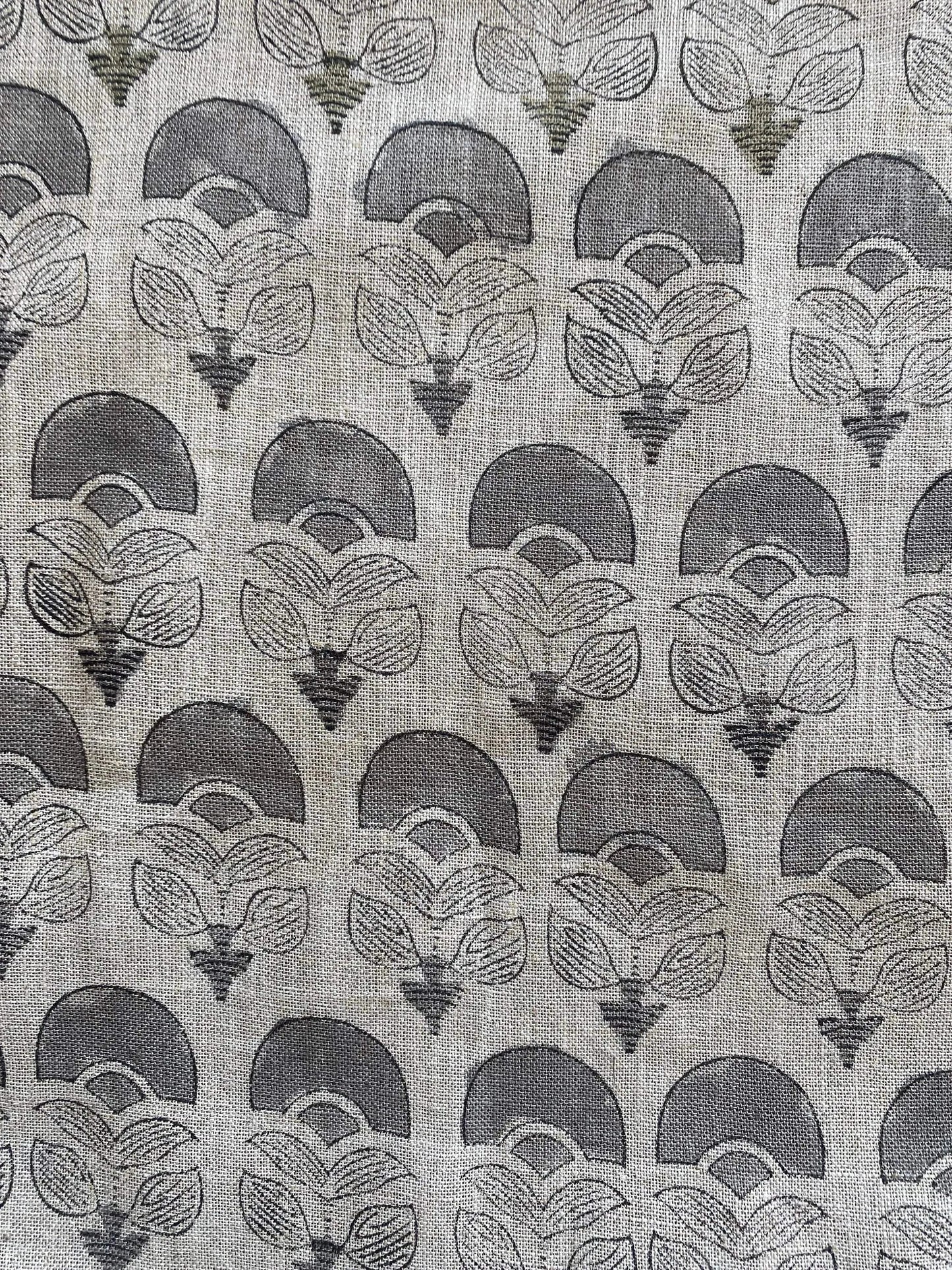 58" inches Wide Block Print Handloom Linen Fabric Upholstery Fabric, Pillow Cover Fabric, Curtains ,Craft Use Fabric, Home Decor fabric, - Maple Village Lane