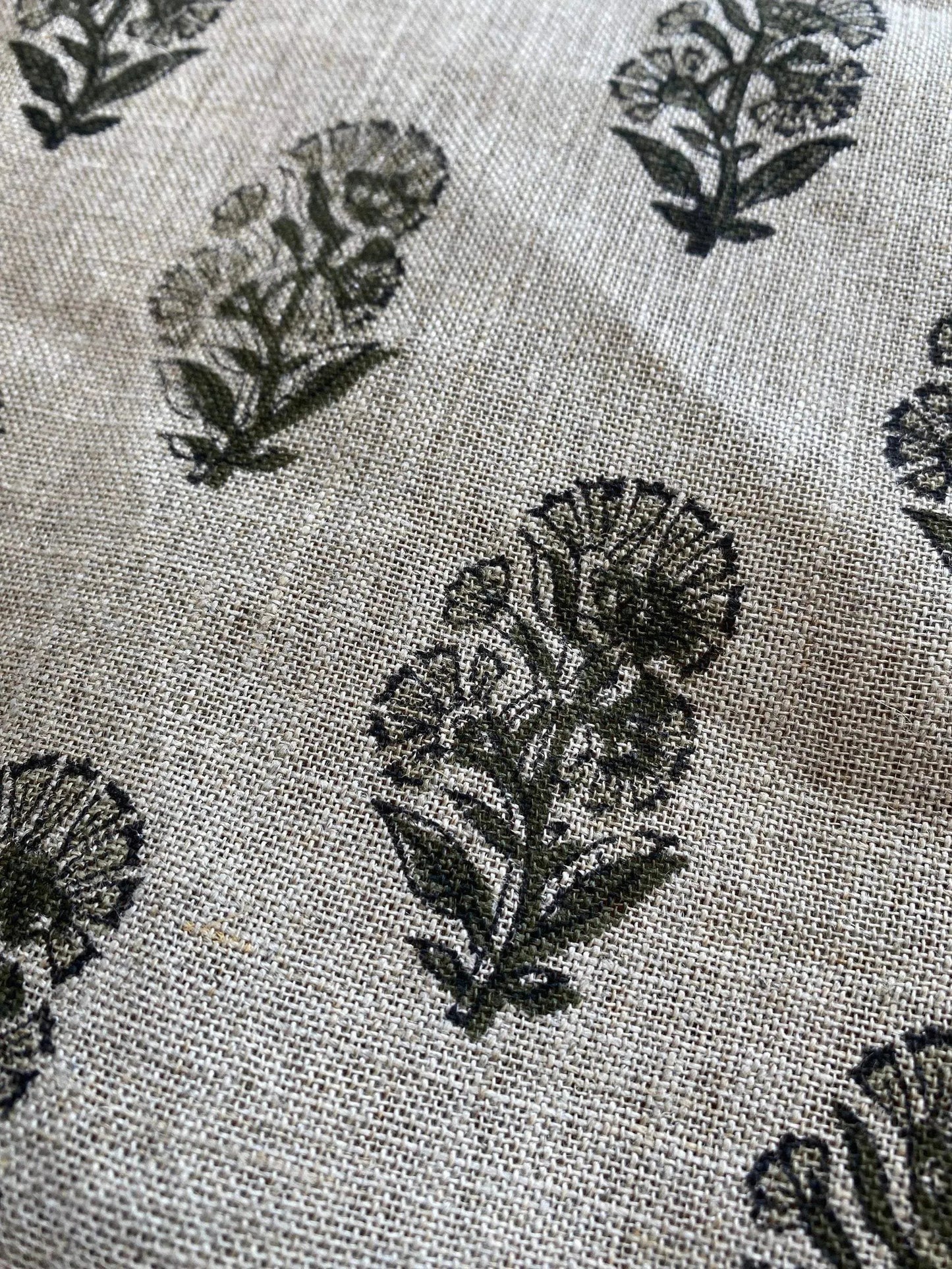 58" inches Wide Block Print Handloom Linen Fabric Upholstery Fabric, Pillow Cover Fabric, Curtains ,Craft Use Fabric, Home Decor fabric, - Maple Village Lane
