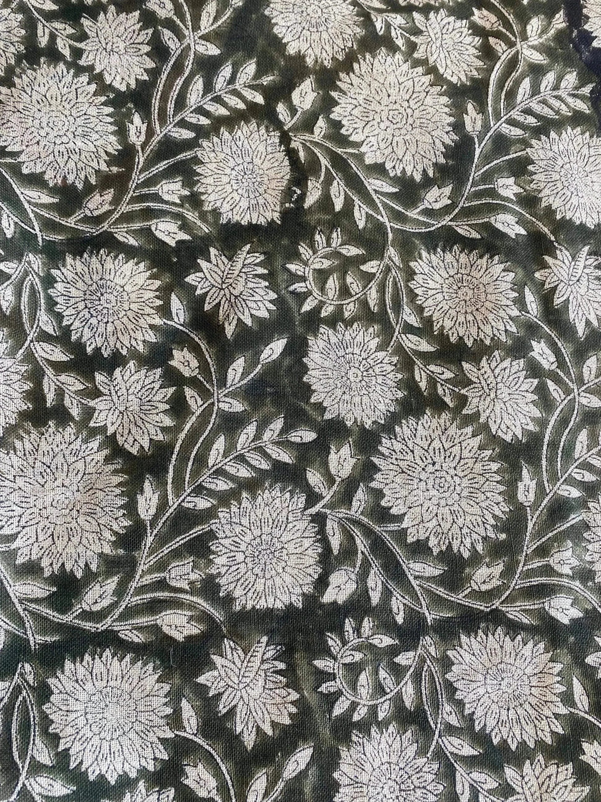 58" inches Hand Block Printed Linen Fabric , Home Decor Best Linen Fabric for decor, pillows ,upholstery, curtain - Maple Village Lane