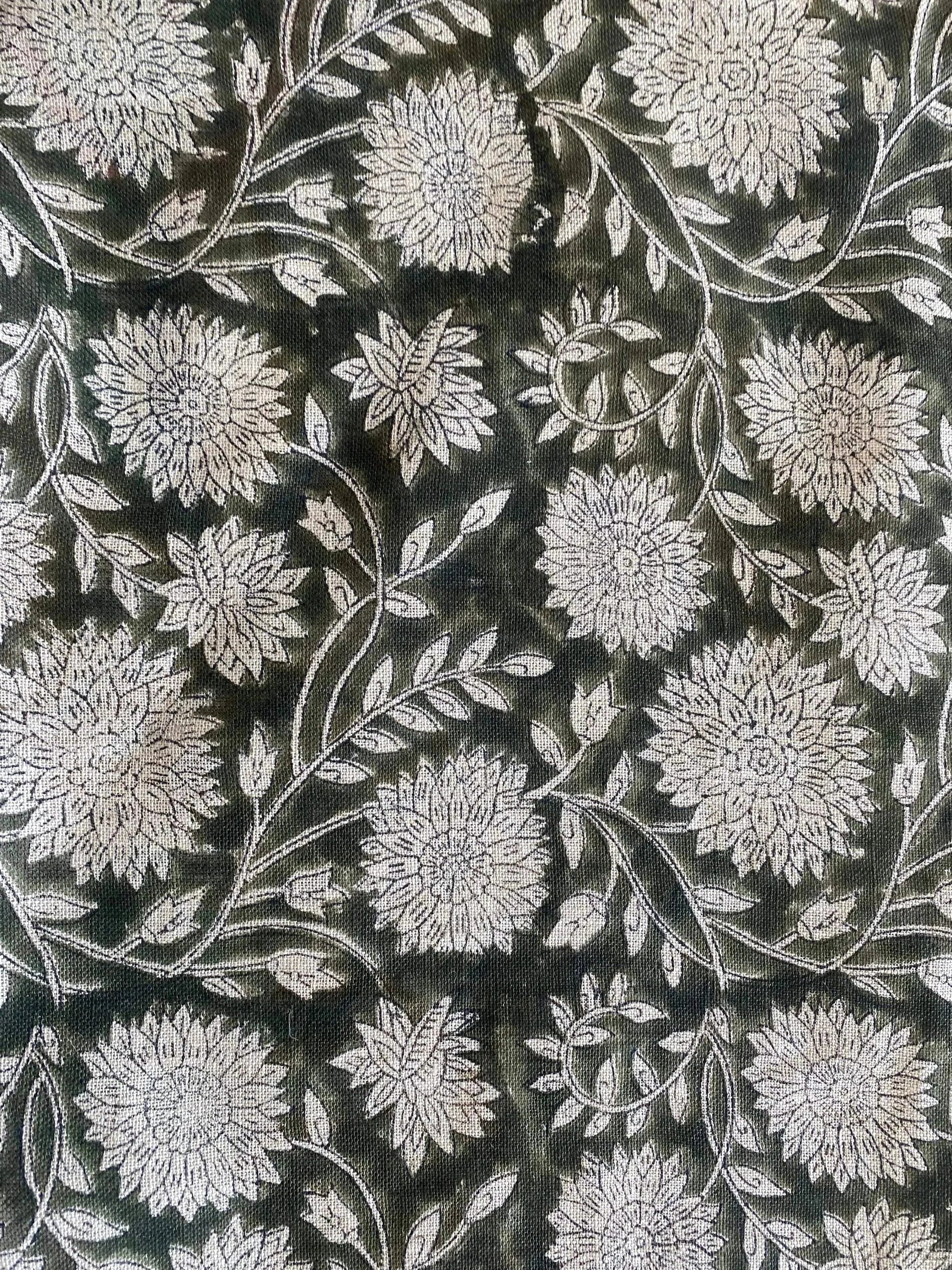 58" inches Hand Block Printed Linen Fabric , Home Decor Best Linen Fabric for decor, pillows ,upholstery, curtain - Maple Village Lane