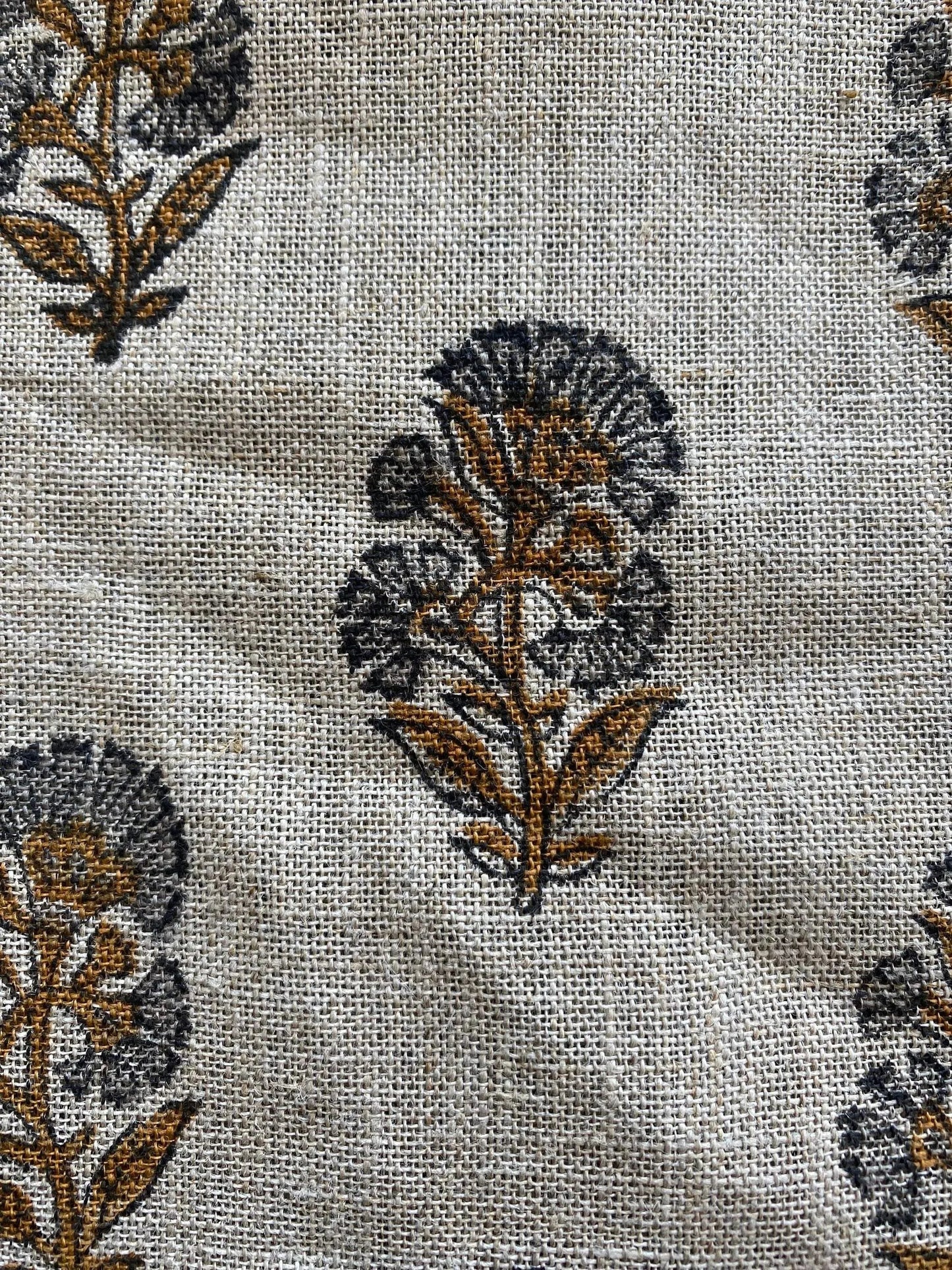 Illiana Wide Block Print Handloom Linen Fabric For Upholstery - Maple Village Lane