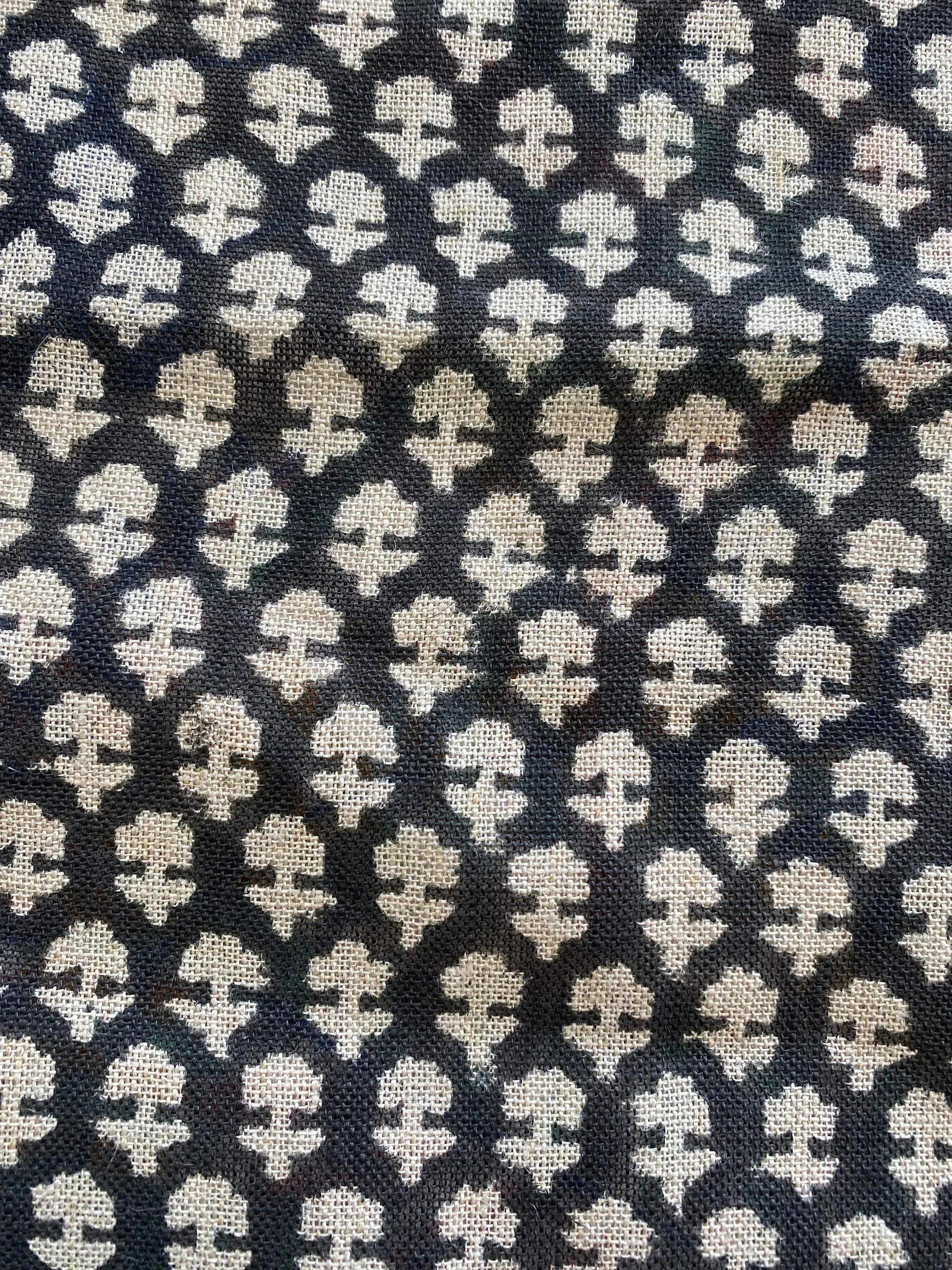 Tulsi Buti No Outline Block Print Linen Fabric - Maple Village Lane