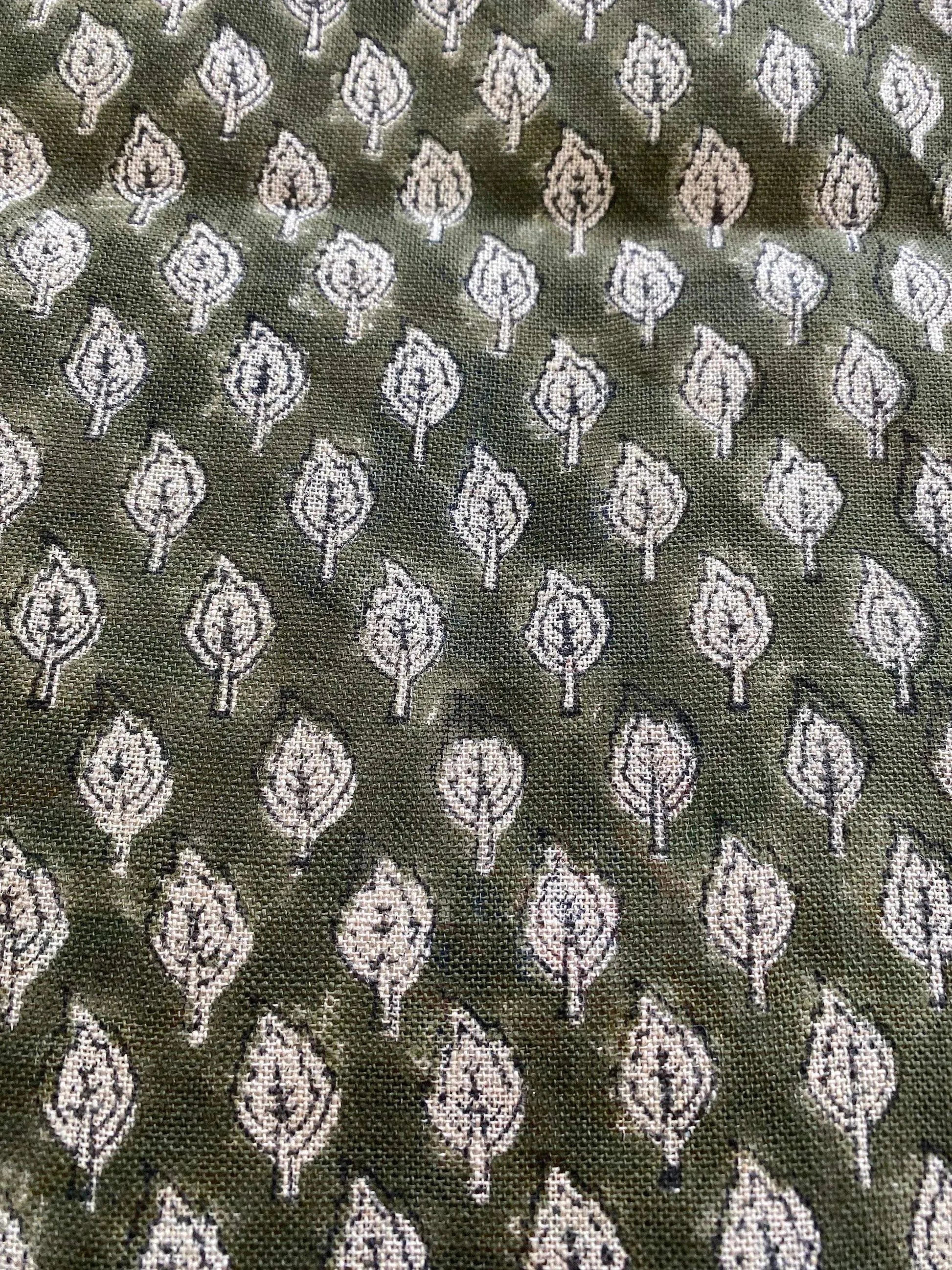 Rolly Block Printed Linen Fabric - Decor, Pillows ,Upholstery, Curtain - Maple Village Lane