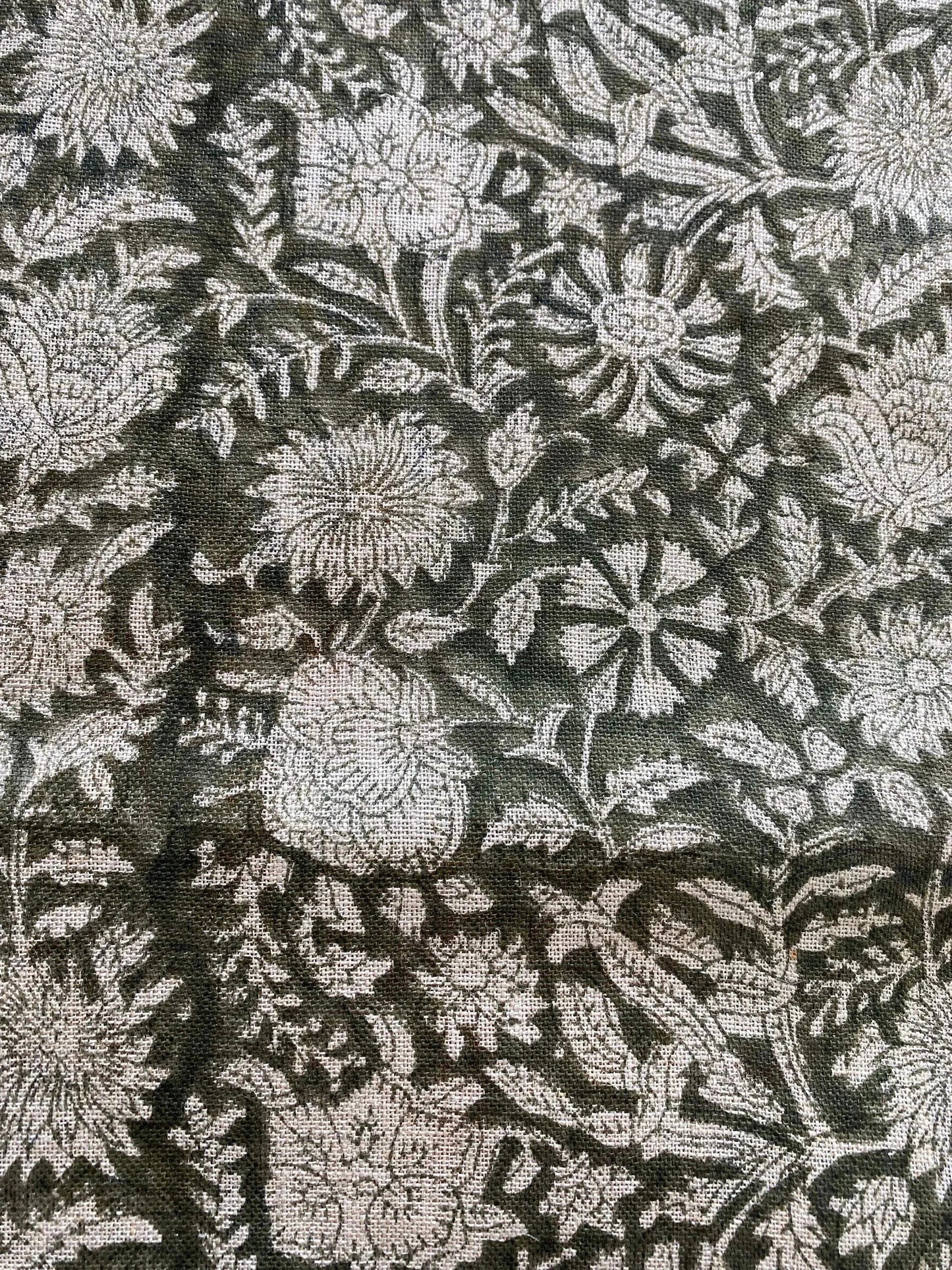 Naples Block Print Linen Designer Fabric for Upholstery, Curtains and more - Maple Village Lane