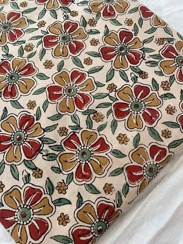 Indian Cotton Block Print Fabric by the Yard -Sewing and Quilting Fabric - Maple Village Lane