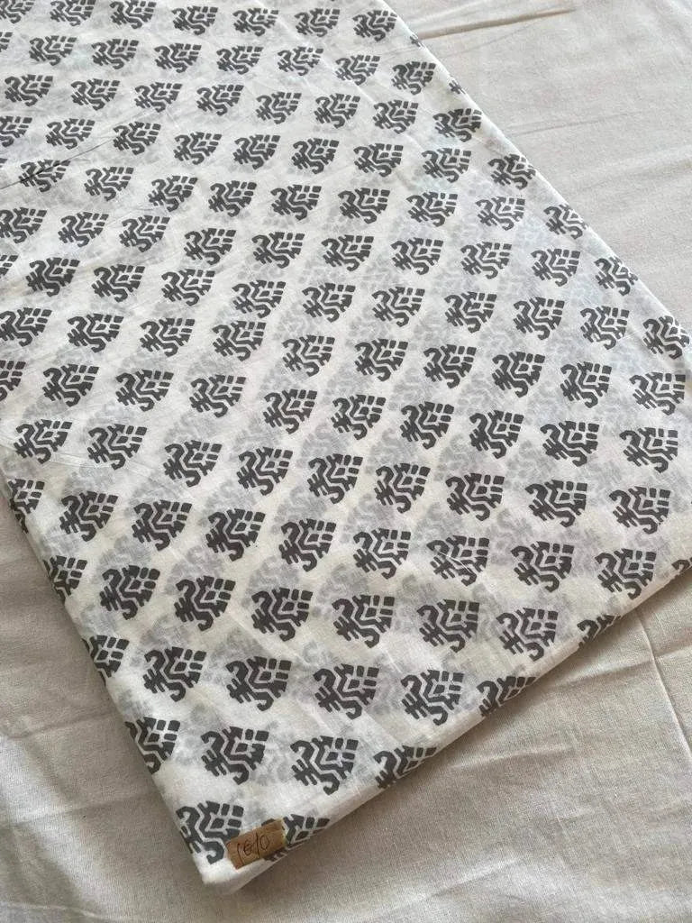 Indian Cotton Block Print Fabric by the Yard -Sewing and Quilting Fabric - Maple Village Lane