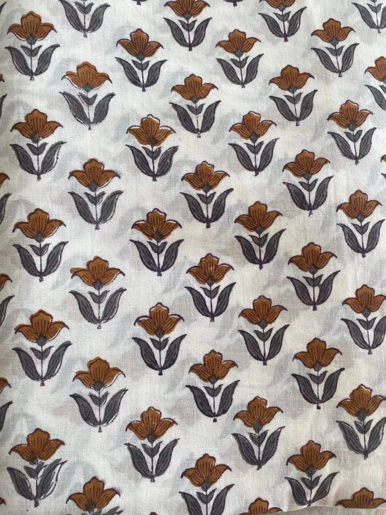 Indian Cotton Block Print Fabric by the Yard -Sewing and Quilting Fabric - Maple Village Lane