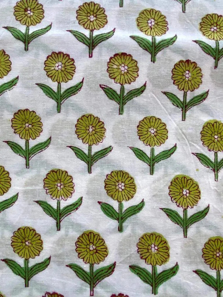 Indian Cotton Block Print Fabric by the Yard -Sewing and Quilting Fabric - Maple Village Lane