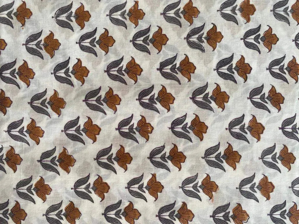 Indian Cotton Block Print Fabric by the Yard -Sewing and Quilting Fabric - Maple Village Lane