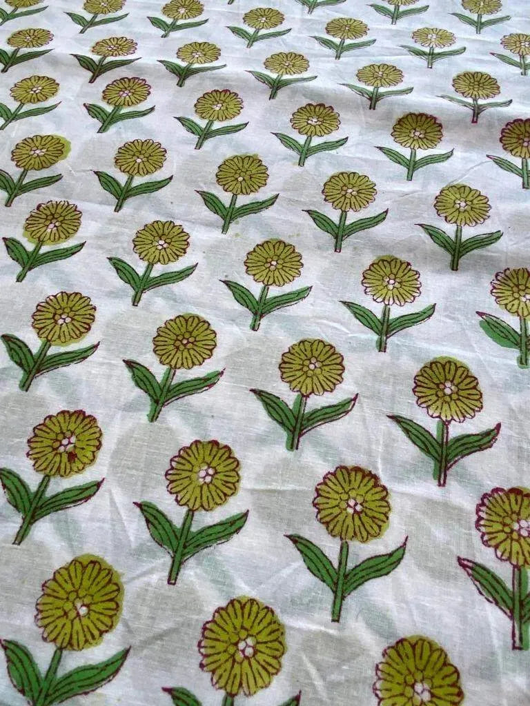 Indian Cotton Block Print Fabric by the Yard -Sewing and Quilting Fabric - Maple Village Lane