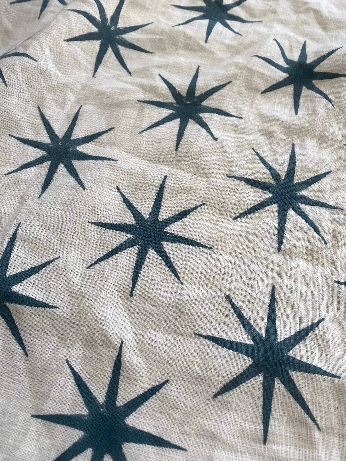 STAR || Indian Hand Block Print Fabric, Indian Linen Fabric, Block Print Fabric, Designer Floral Printing Fabric, Upholstery fabric, - Maple Village Lane