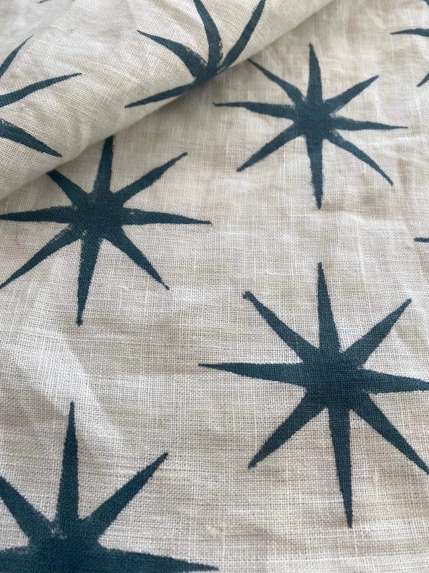 STAR || Indian Hand Block Print Fabric, Indian Linen Fabric, Block Print Fabric, Designer Floral Printing Fabric, Upholstery fabric, - Maple Village Lane