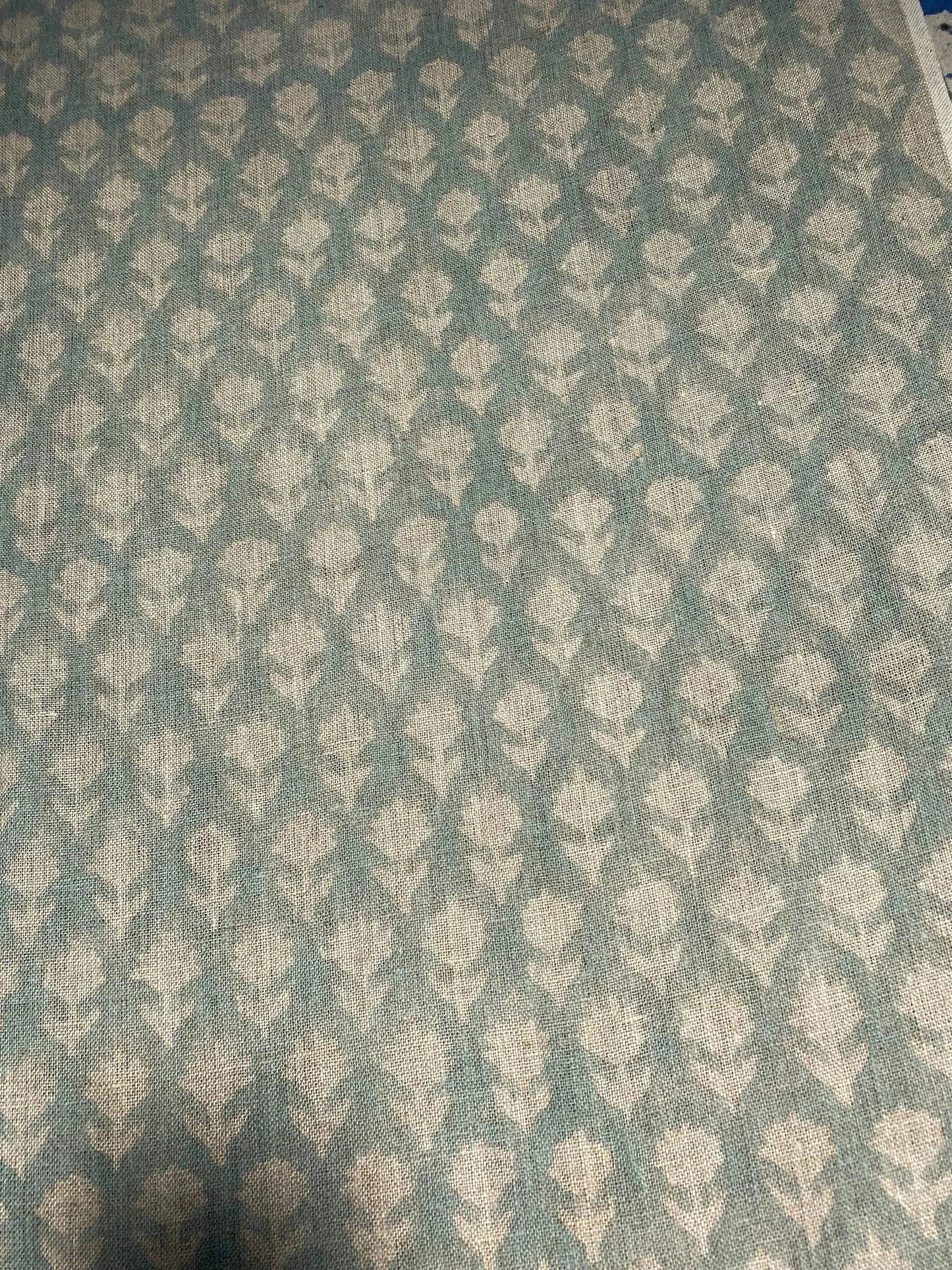 Tulsi Buti With Outline Block Print Handloom Linen Upholstery Fabric - Maple Village Lane