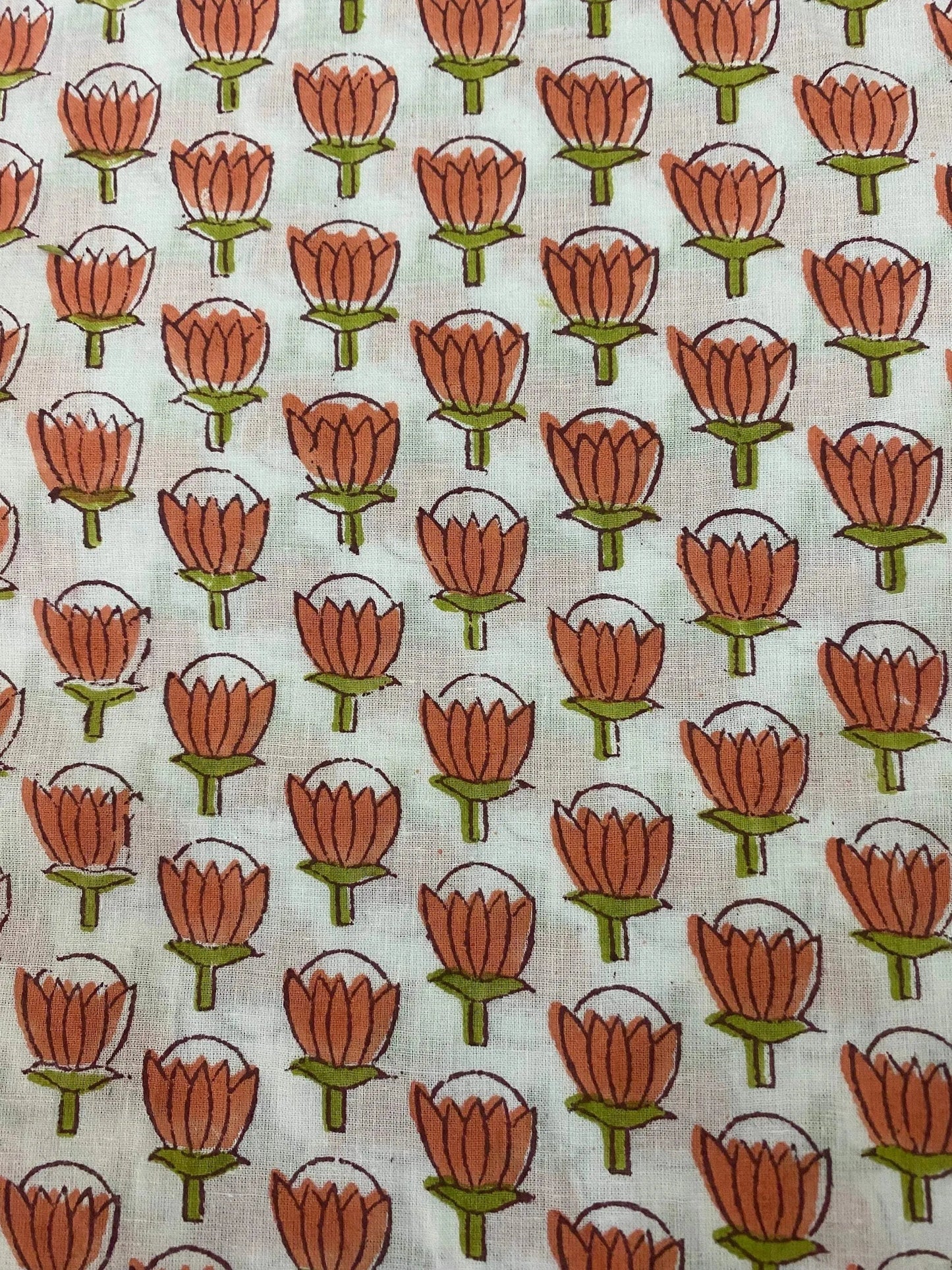 Indian Cotton Block Print Fabric by the Yard -Sewing and Quilting Fabric - Maple Village Lane