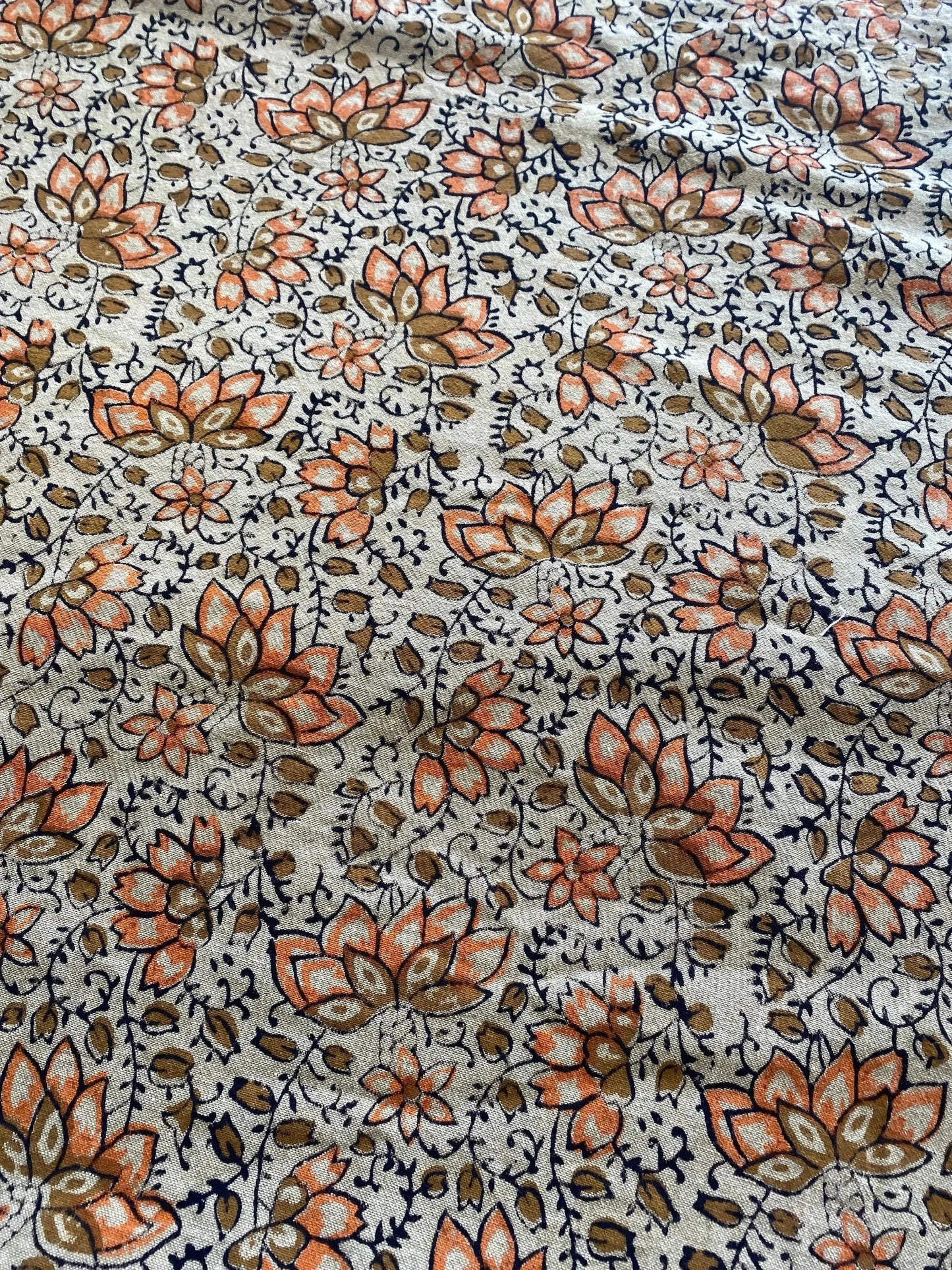 58" inches Indian Hand Block Print Fabric, Indian Linen Fabric, Block Print Fabric, Designer Floral Printing Fabric, Upholstery fabric, - Maple Village Lane