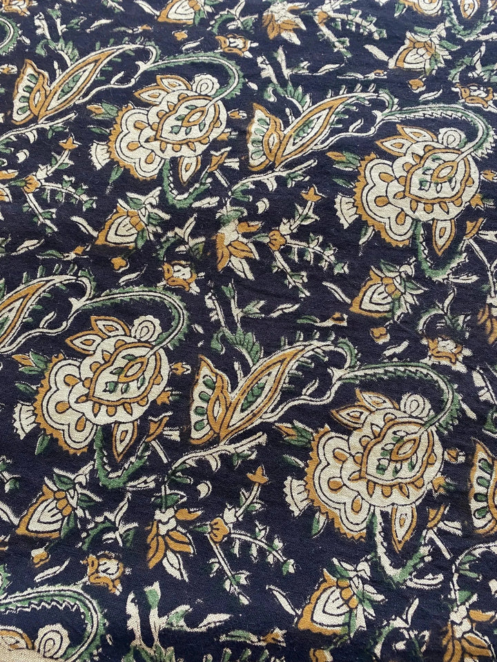 58" inches Indian Hand Block Print Fabric, Indian Linen Fabric, Block Print Fabric, Designer Floral Printing Fabric, Upholstery fabric, - Maple Village Lane