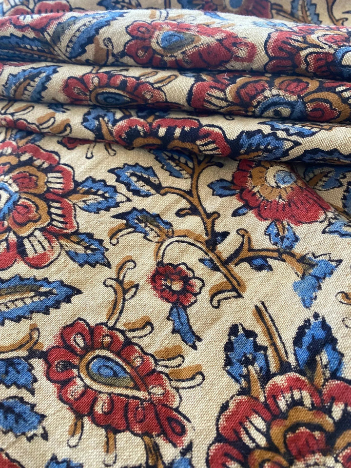 58" inches Indian Hand Block Print Fabric, Indian Linen Fabric, Block Print Fabric, Designer Floral Printing Fabric, Upholstery fabric, - Maple Village Lane