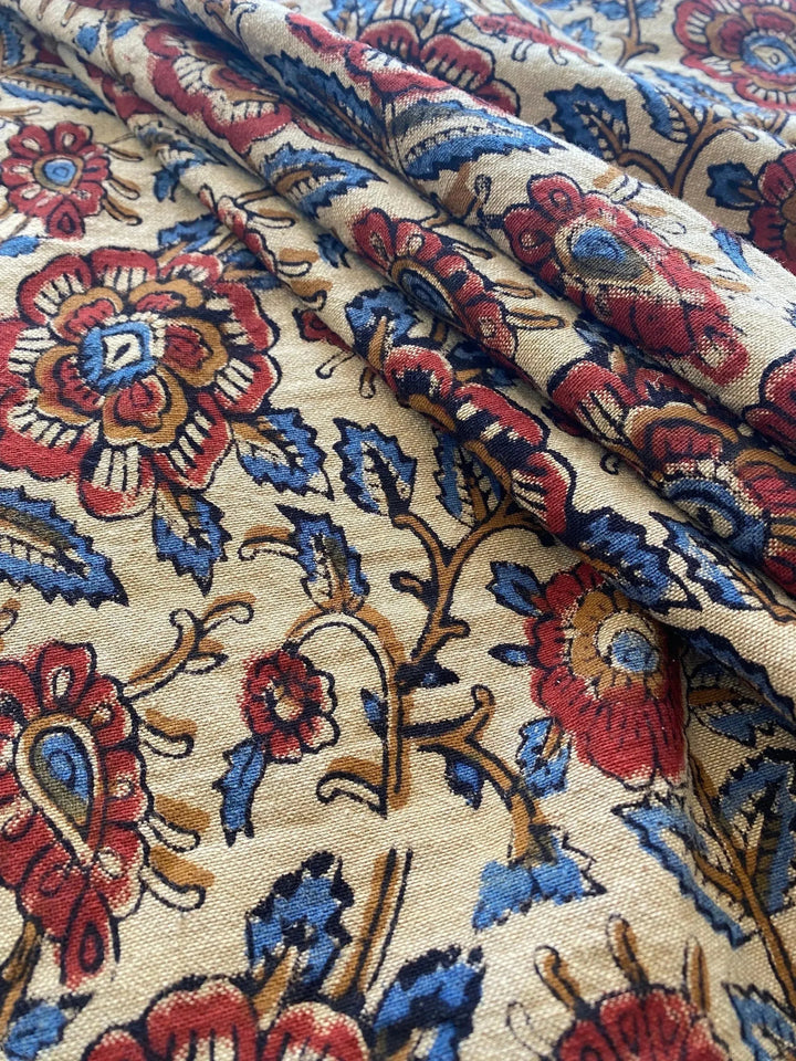 58" inches Indian Hand Block Print Fabric, Indian Linen Fabric, Block Print Fabric, Designer Floral Printing Fabric, Upholstery fabric, - Maple Village Lane
